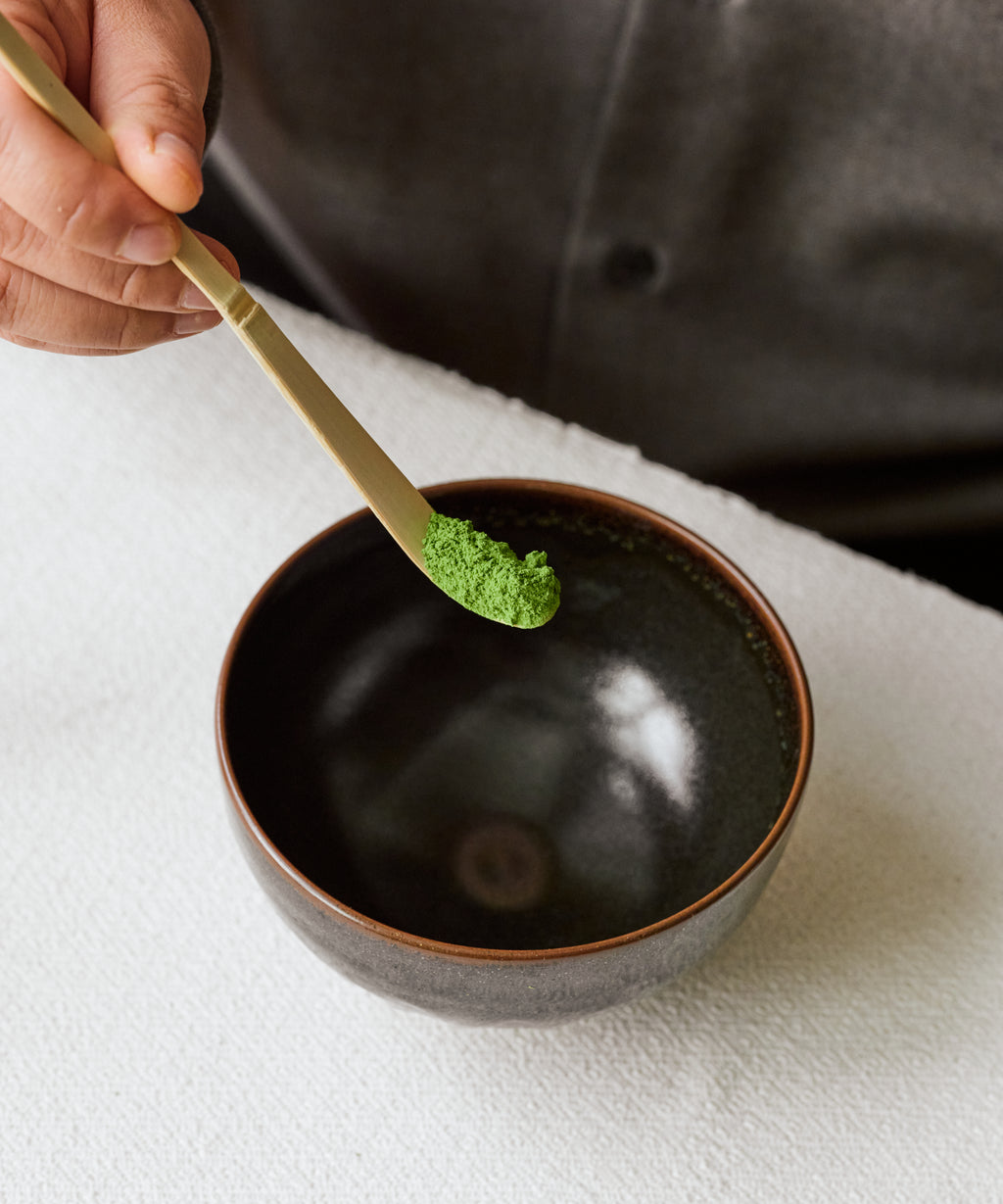 Matcha Seihyo no Shiro bright lime green powder, first harvest Uji tencha milled by Ikkoen Chaho in Nagoya