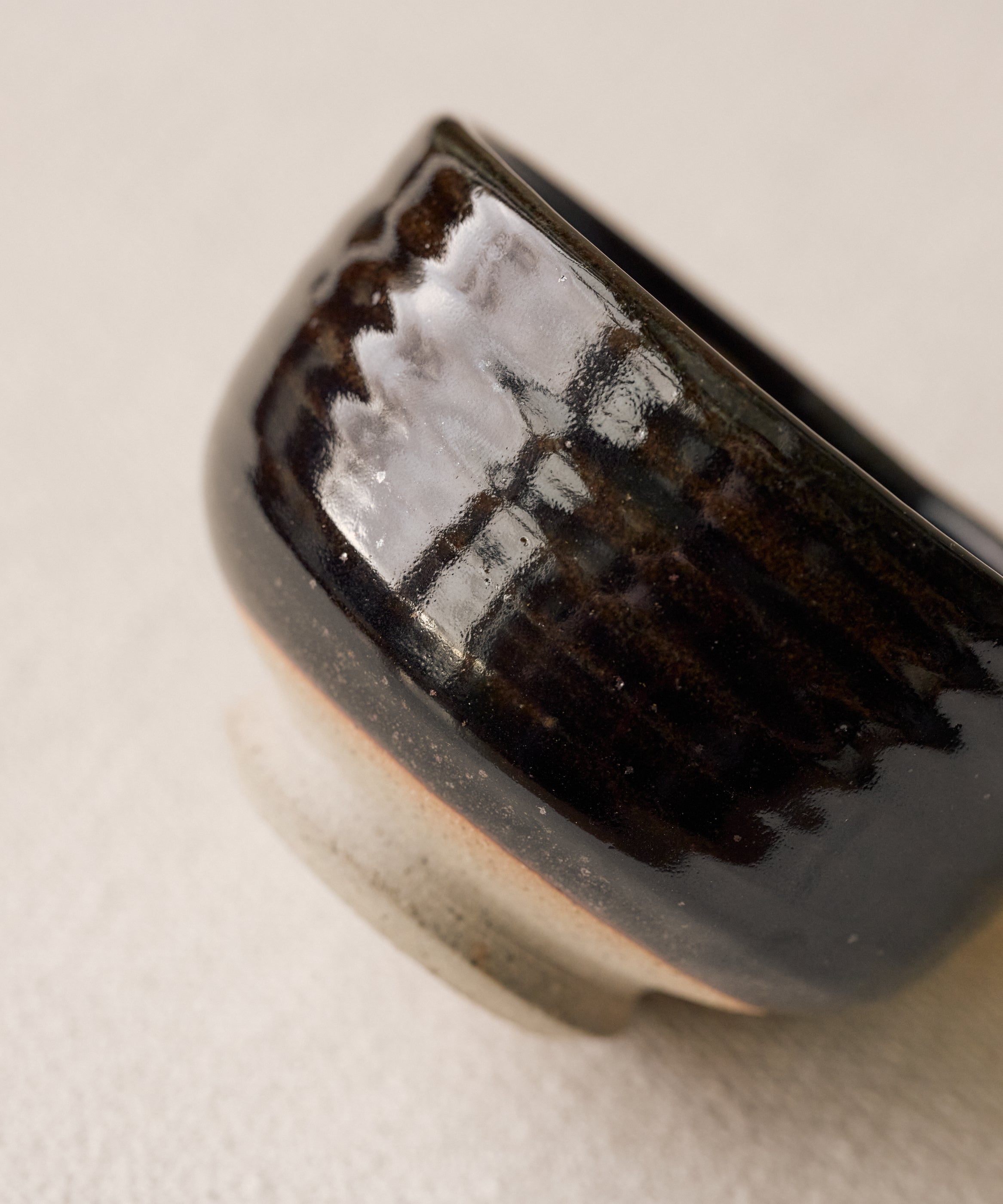 Chawan No. 05 in hand, classic chawan shape for whisking matcha
