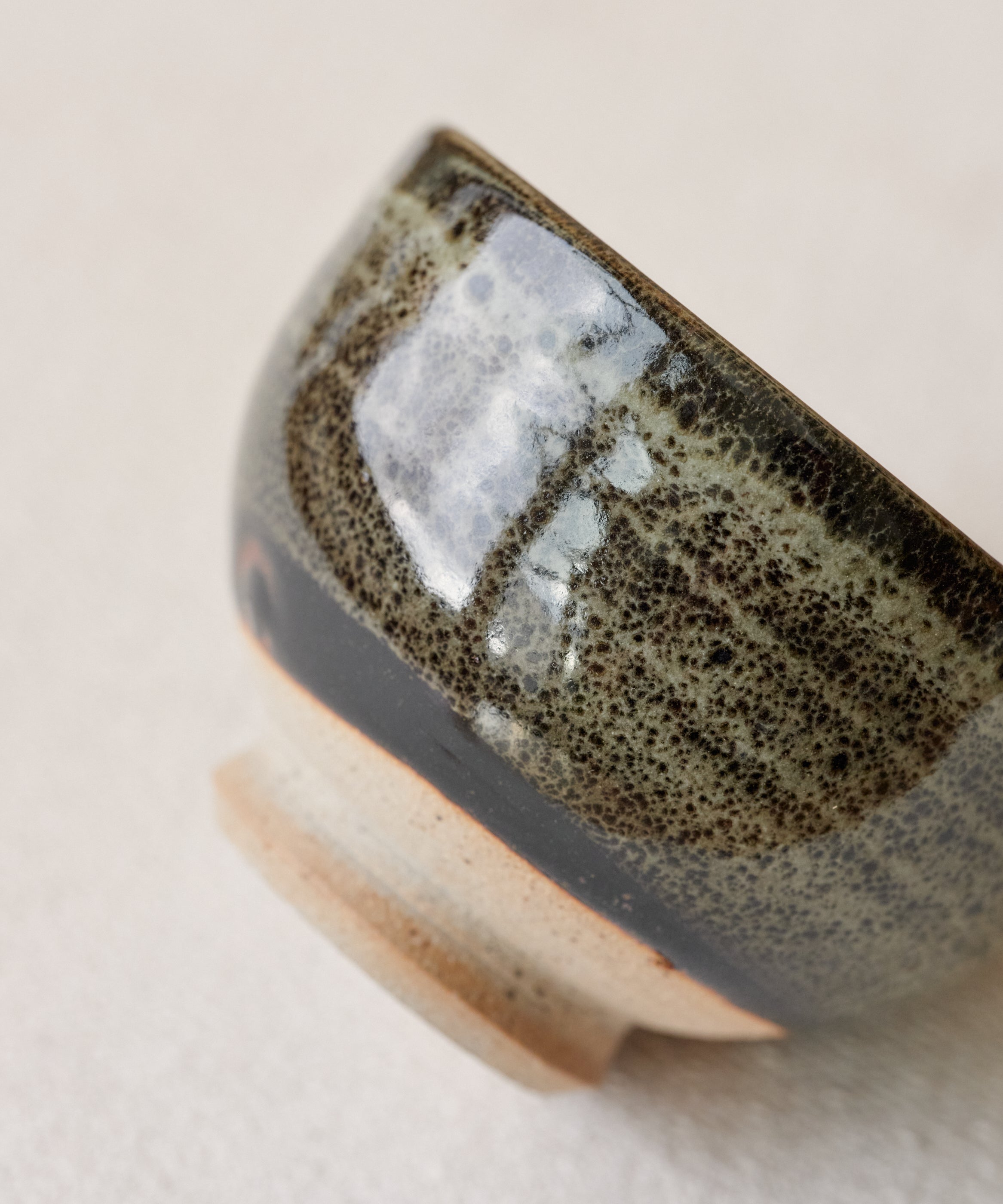 Chawan No. 02 in hand, classic chawan shape for whisking matcha