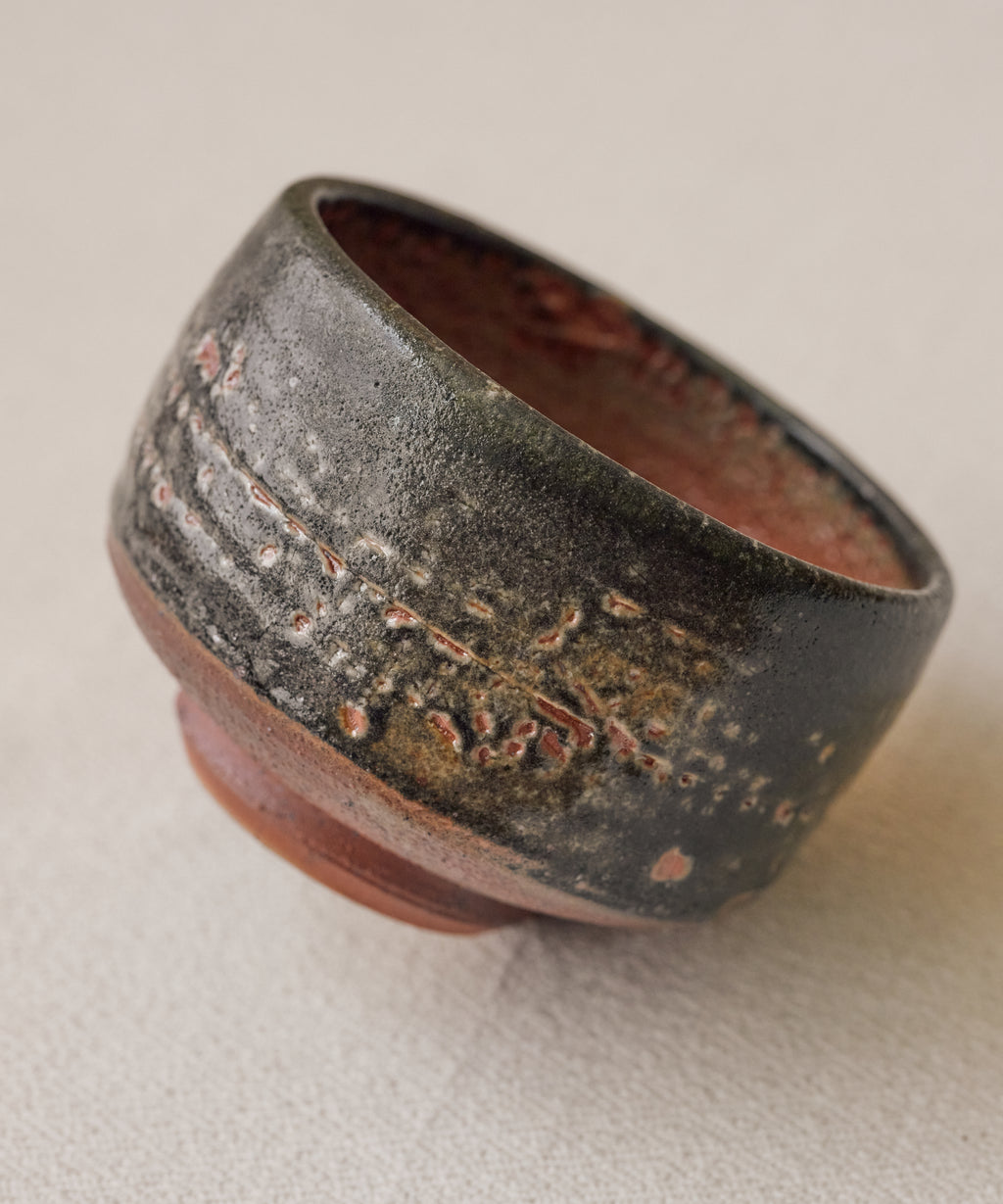 Chawan No. 06 in hand, classic chawan shape for whisking matcha