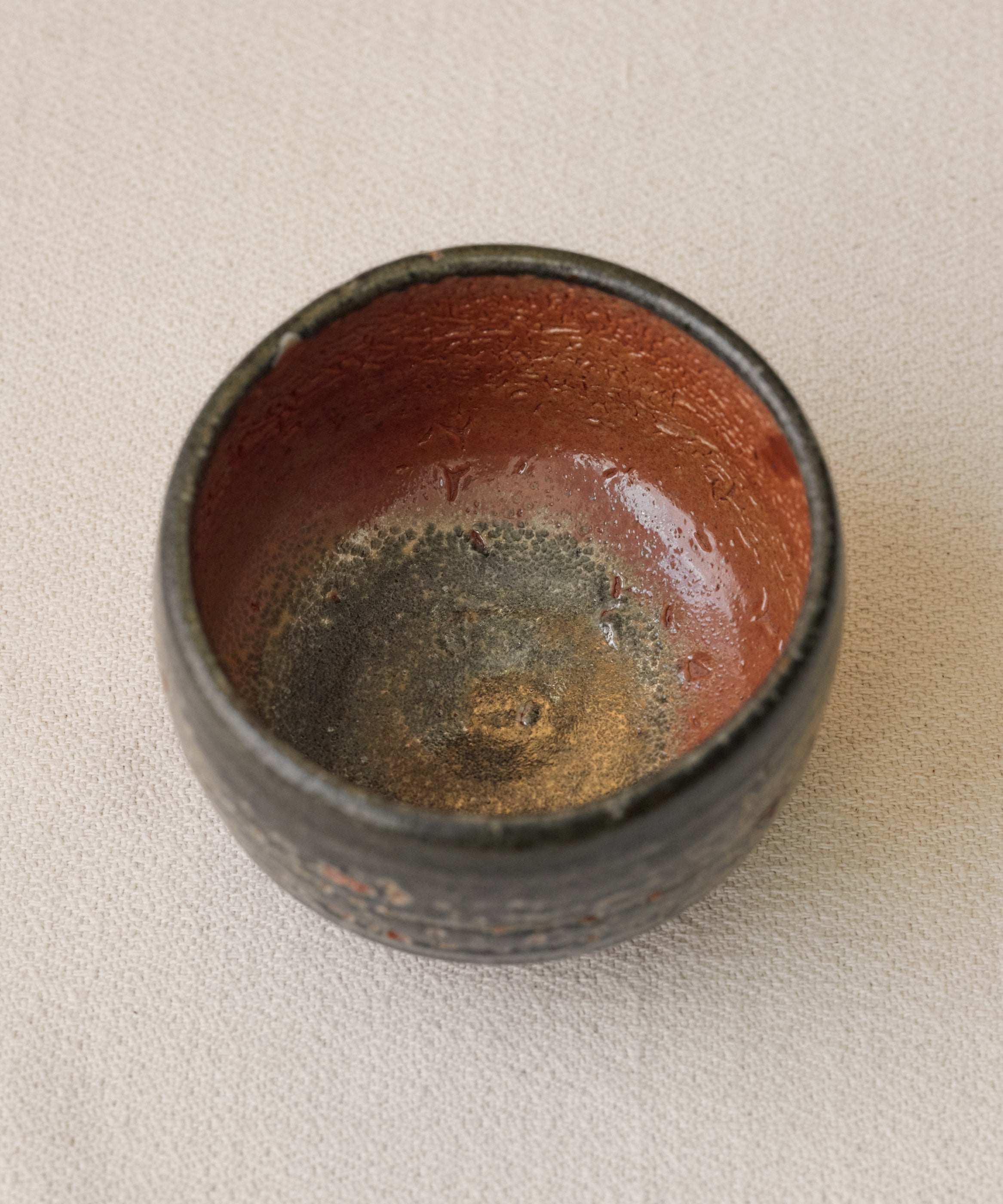 Chawan No. 06 interior, handmade matcha bowl fired at Shadbolt Centre