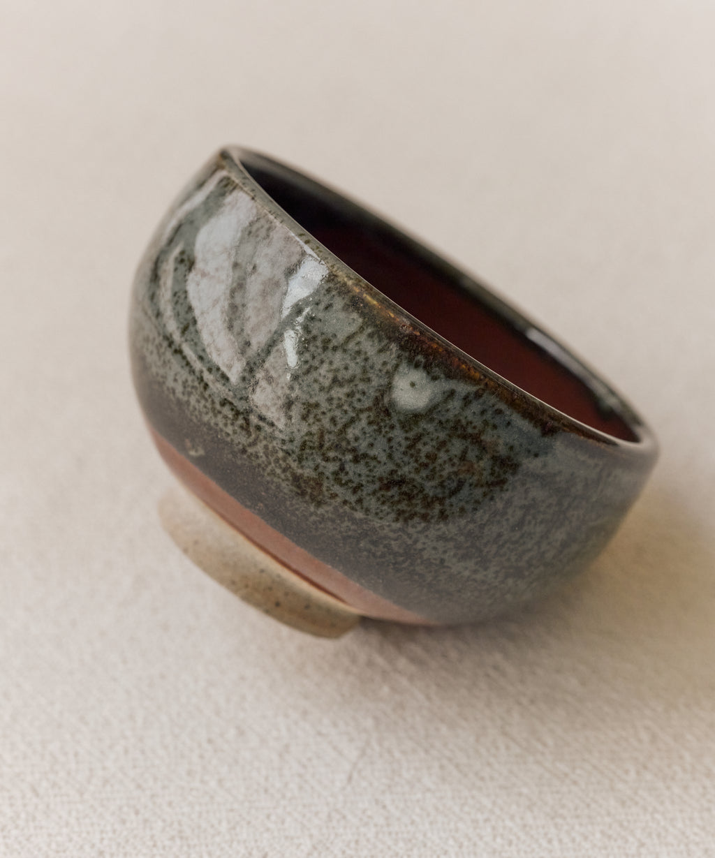 Chawan No. 07 in hand, classic chawan shape for whisking matcha