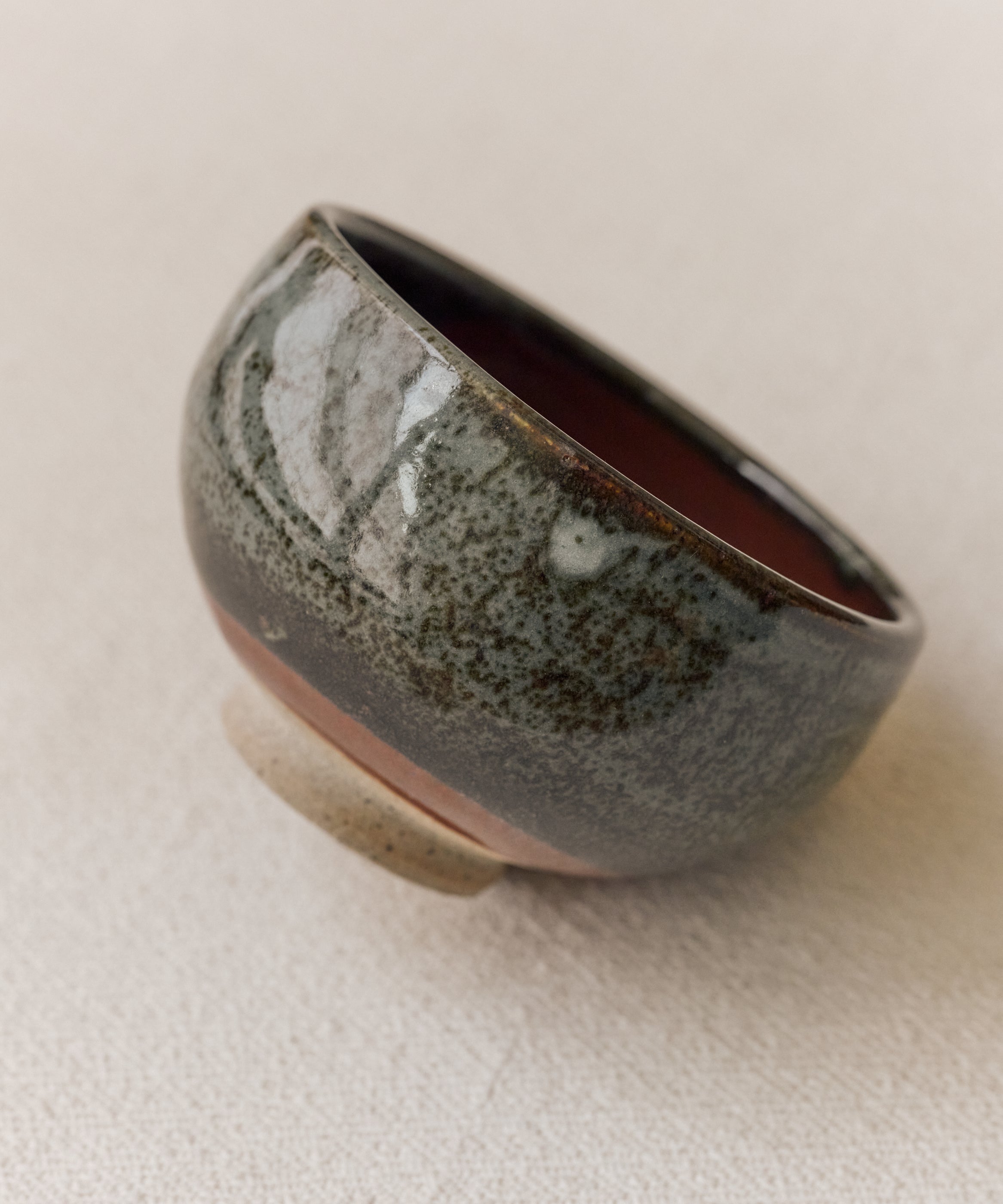 Chawan No. 07 in hand, classic chawan shape for whisking matcha
