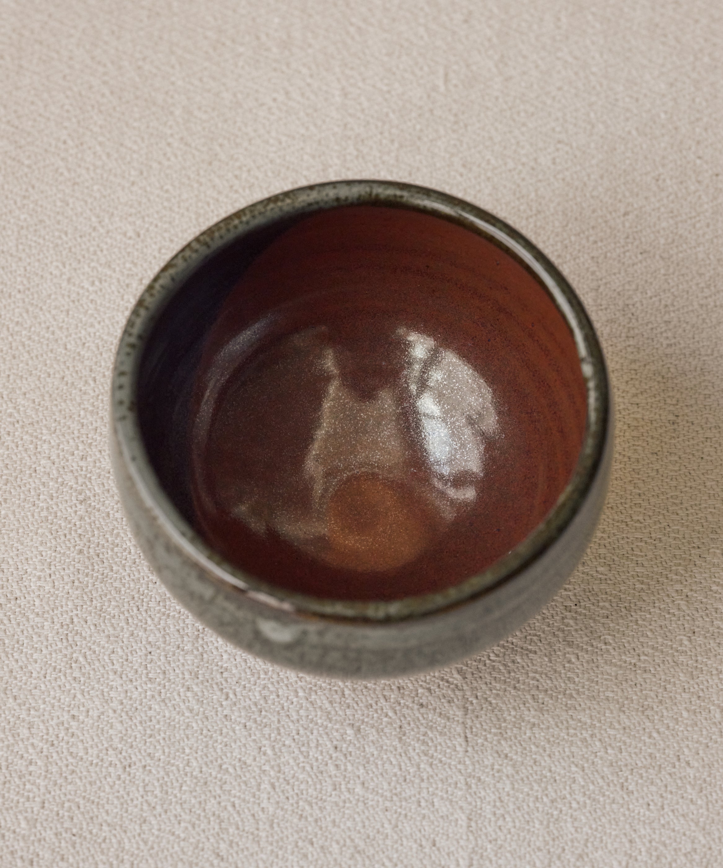 Chawan No. 07 interior, handmade matcha bowl fired at Shadbolt Centre