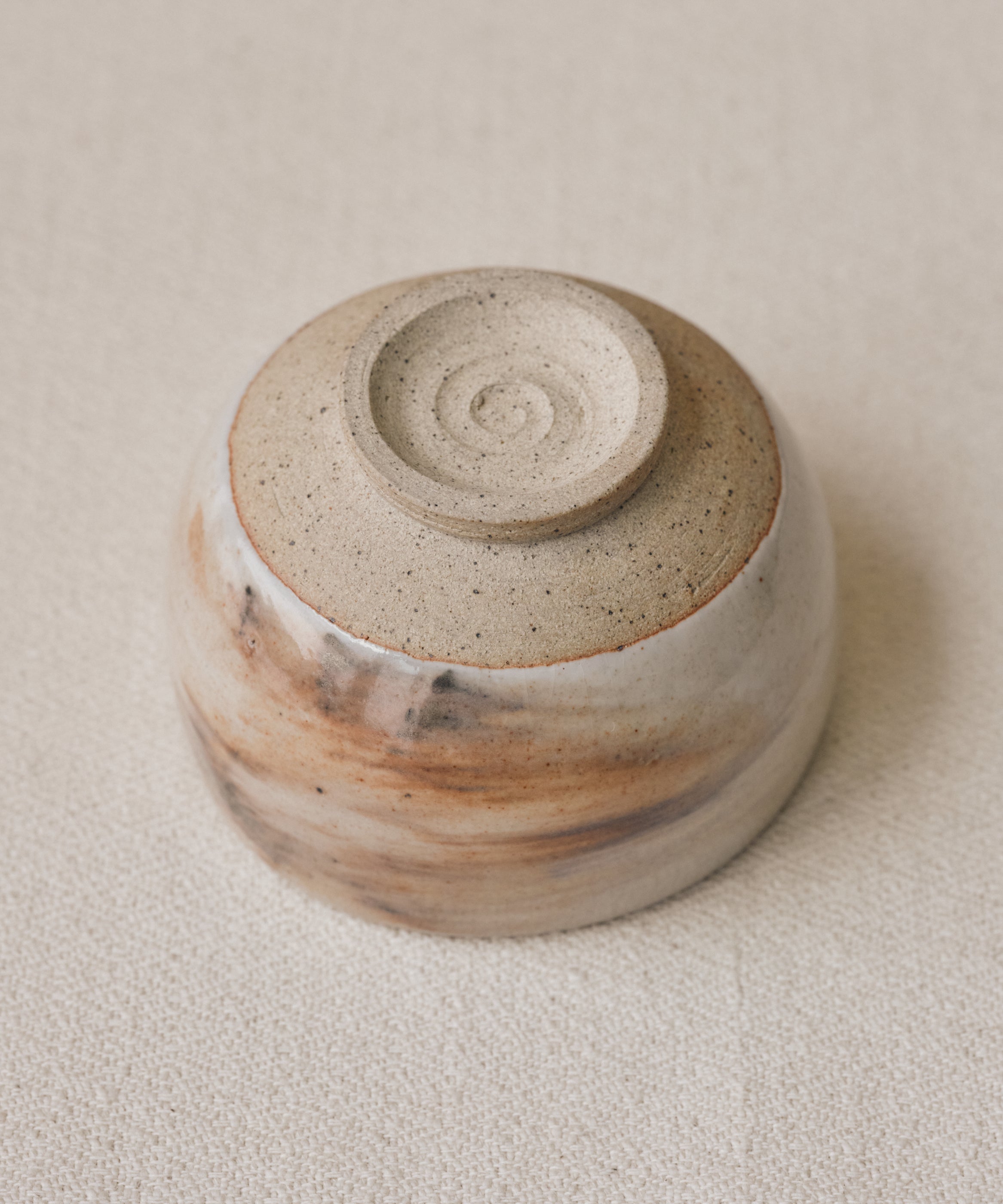Chawan No. 03 interior, handmade matcha bowl fired at Shadbolt Centre