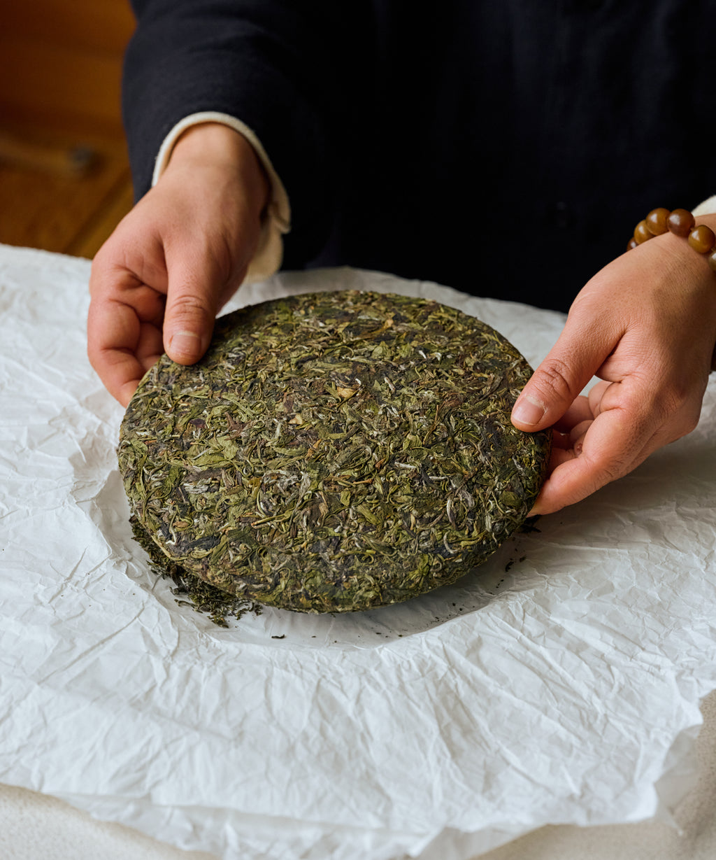 Detail of Huangtang Yellow Broth showing the broad thin pressed cake form