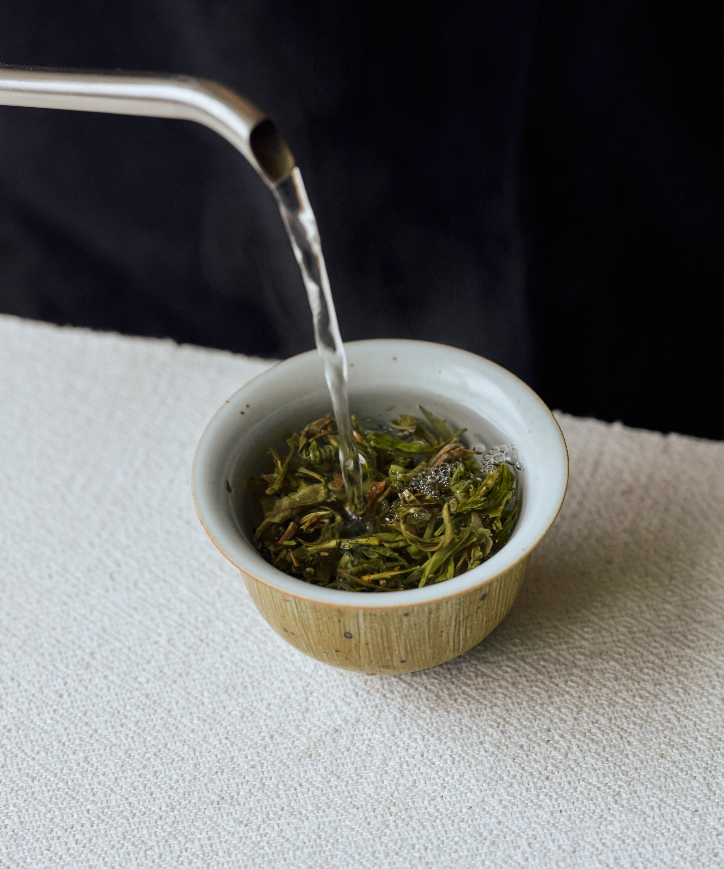 Huangtang Yellow Broth leaves in a gaiwan ready for brewing
