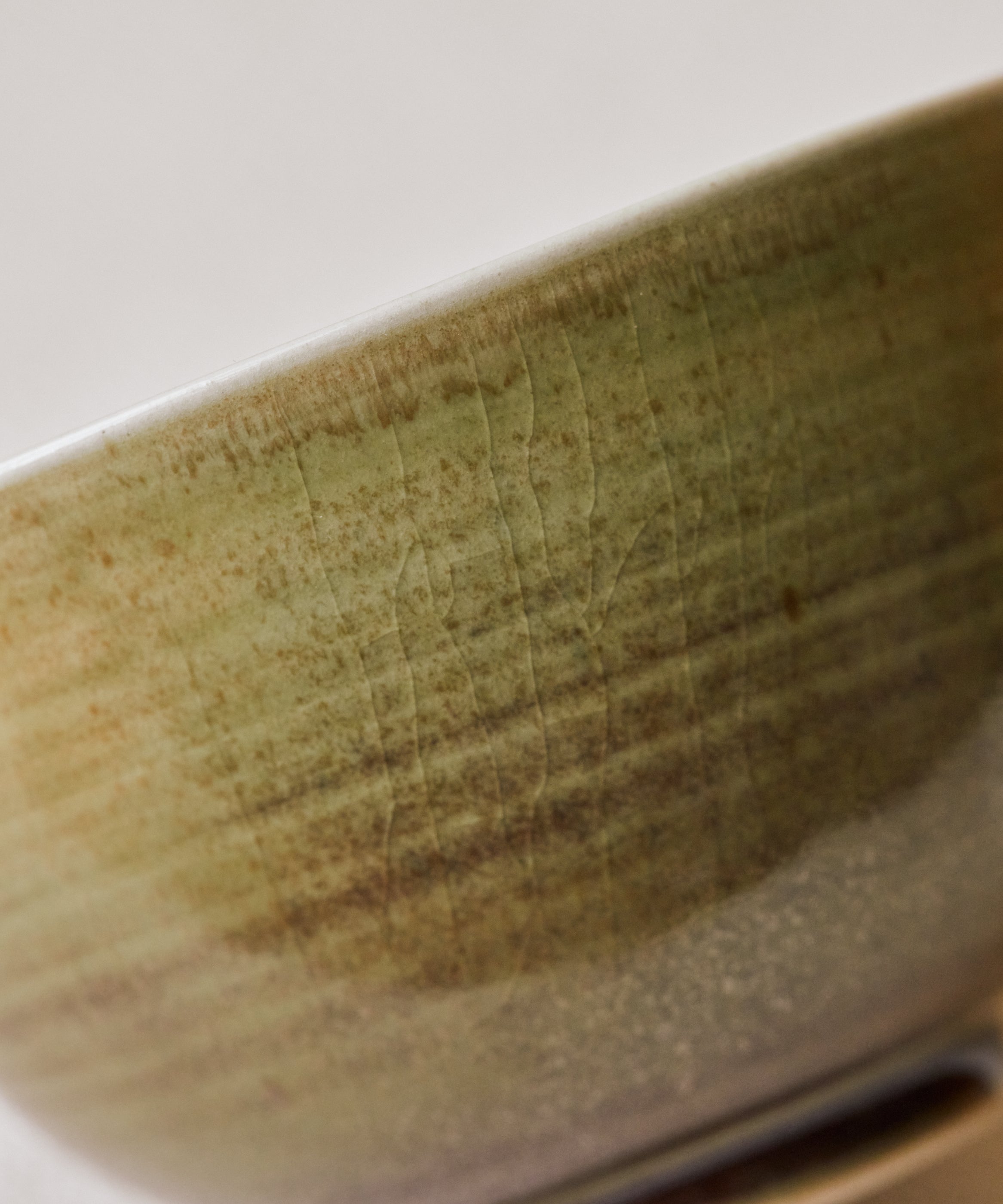 "Chawan" Ombre Green side view, ombre green glaze, reduction-fired at 1300°C, Wang Xinghua