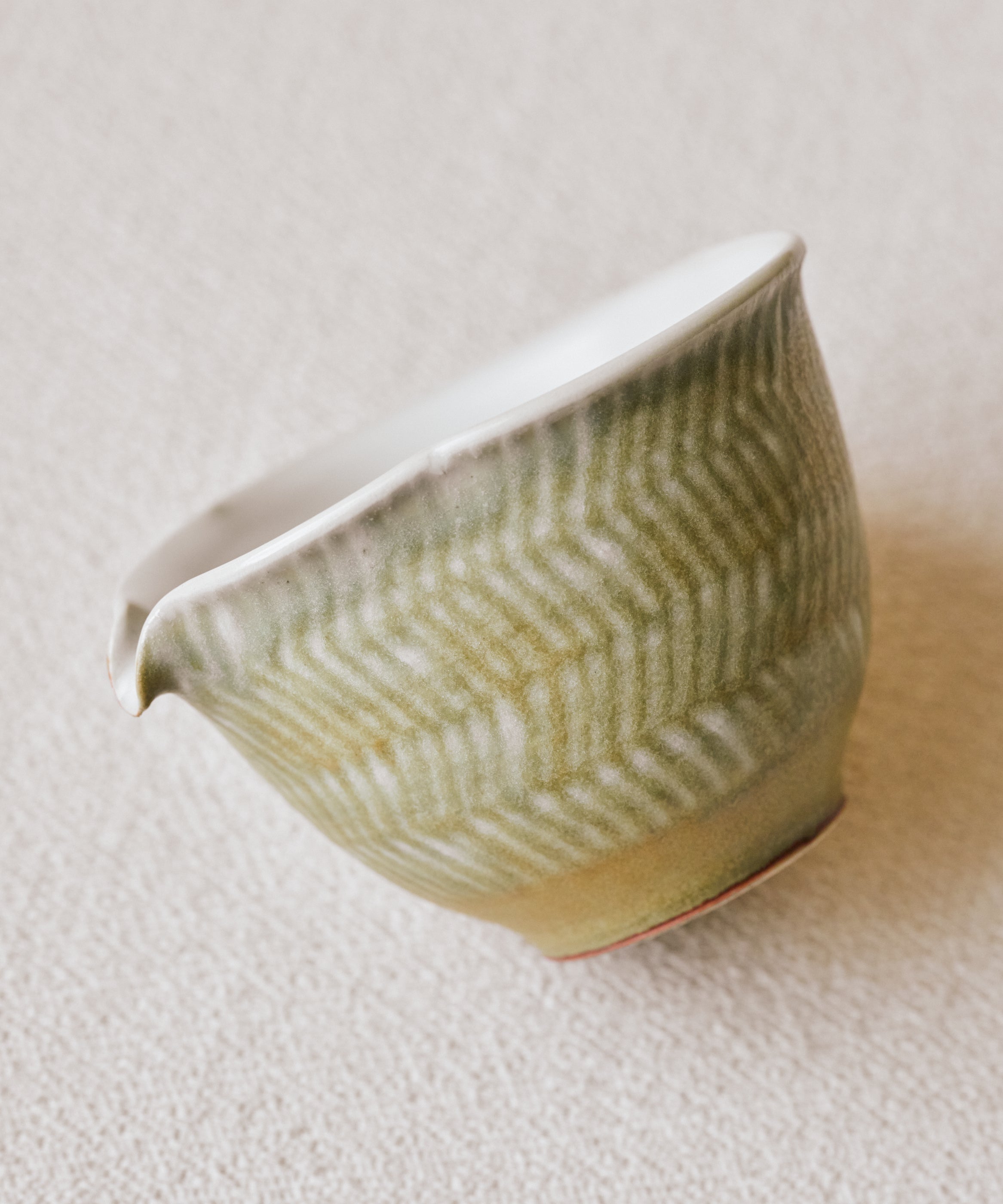 Pitcher Green Gourd interior, green gourd glaze detail, Jingdezhen clay and porcelain