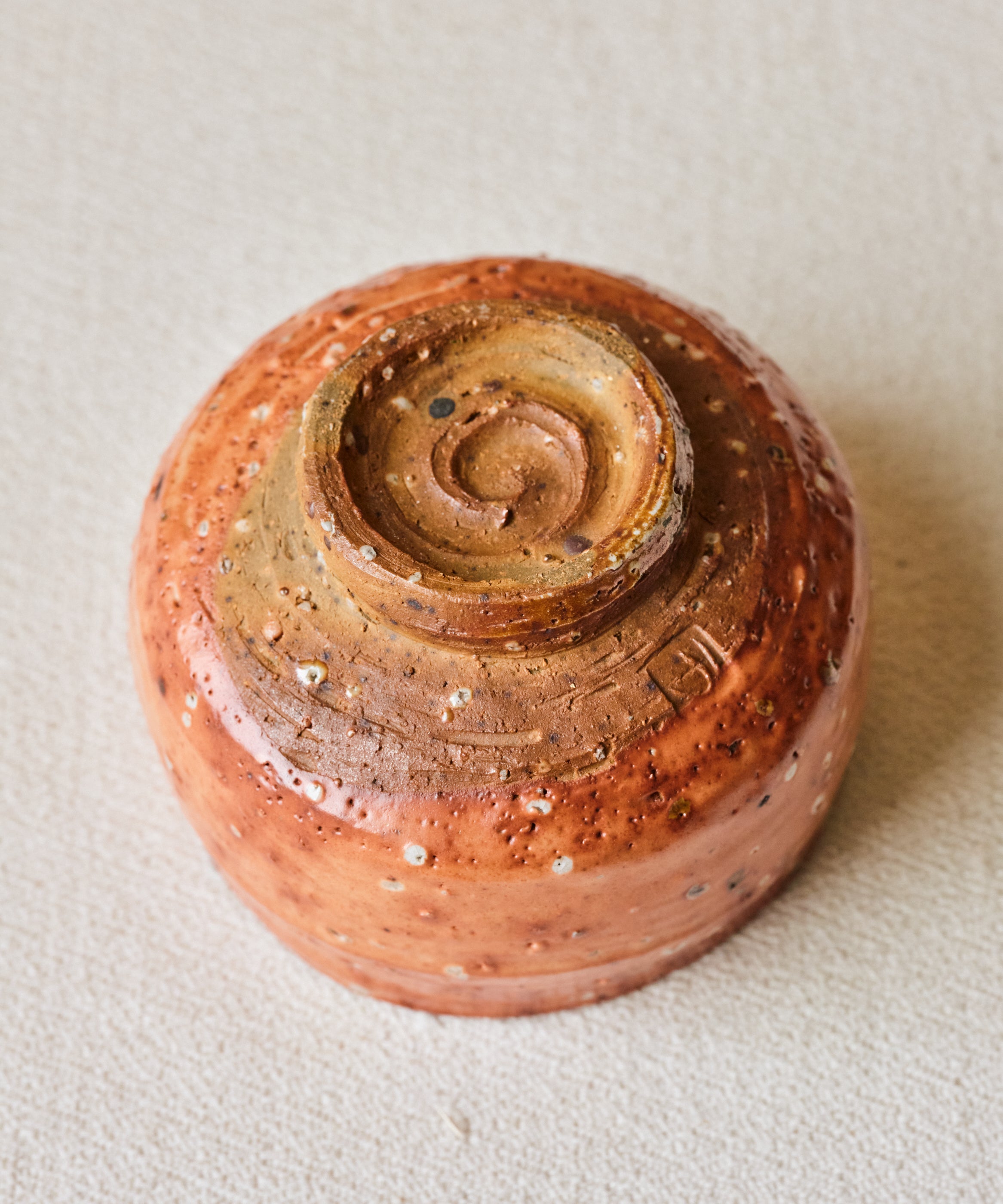 Chawan No. 68 underside, handmade stoneware clay body