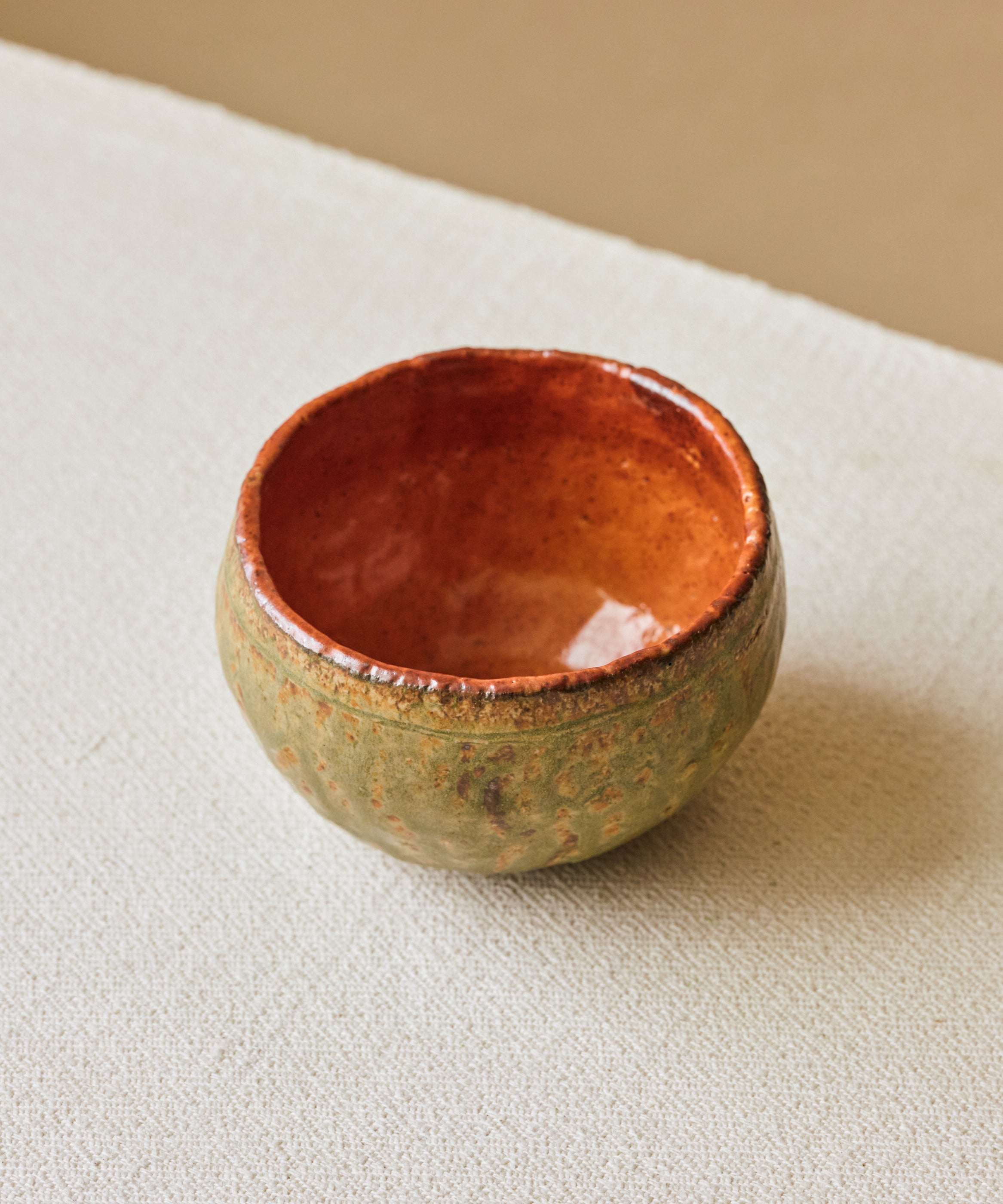Chawan No. 70 in hand, soda-fired stoneware chawan