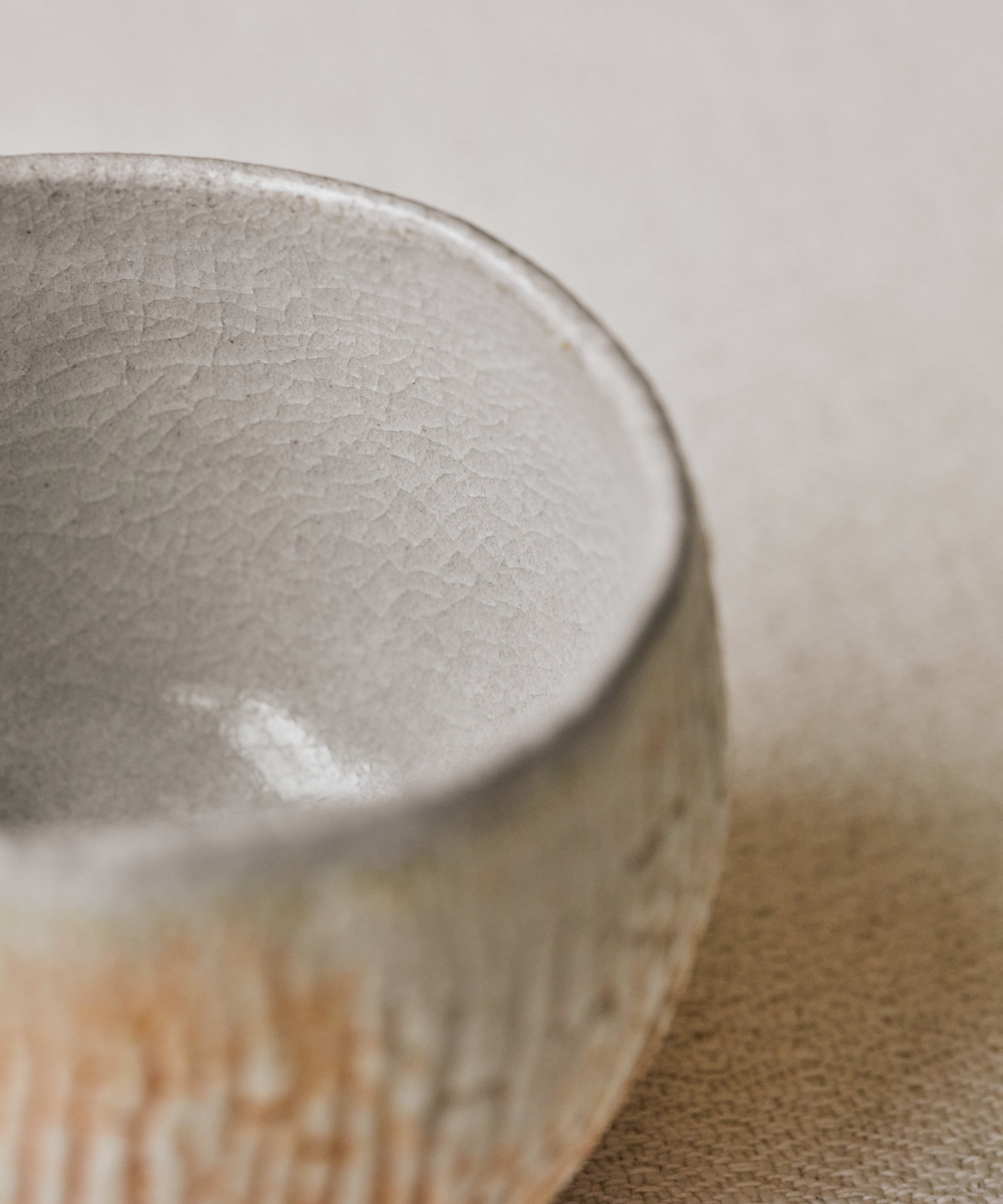 Chawan No. 71 side profile, wood-fired at Shadbolt Centre, Burnaby