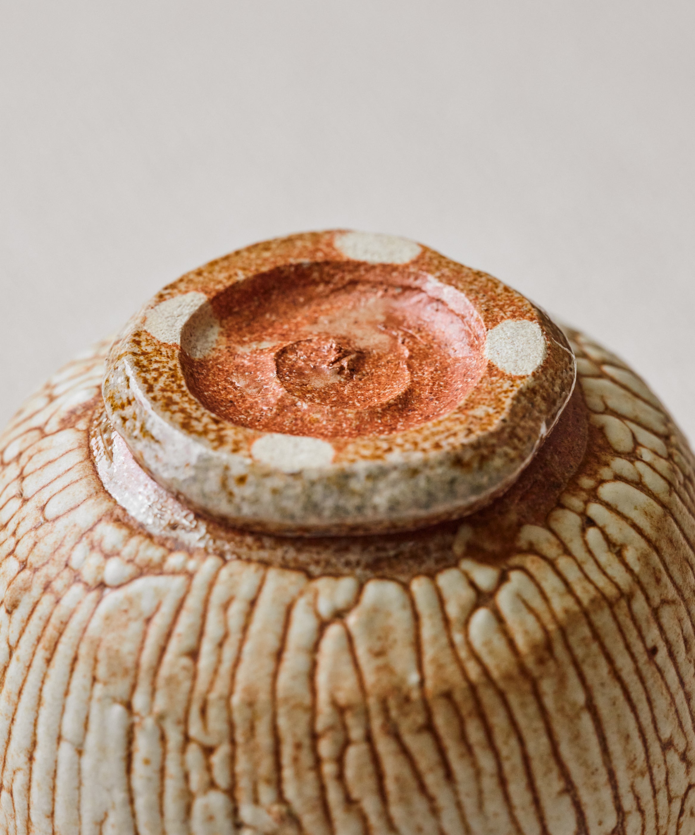 Chawan No. 71 underside, wood-fired stoneware clay body