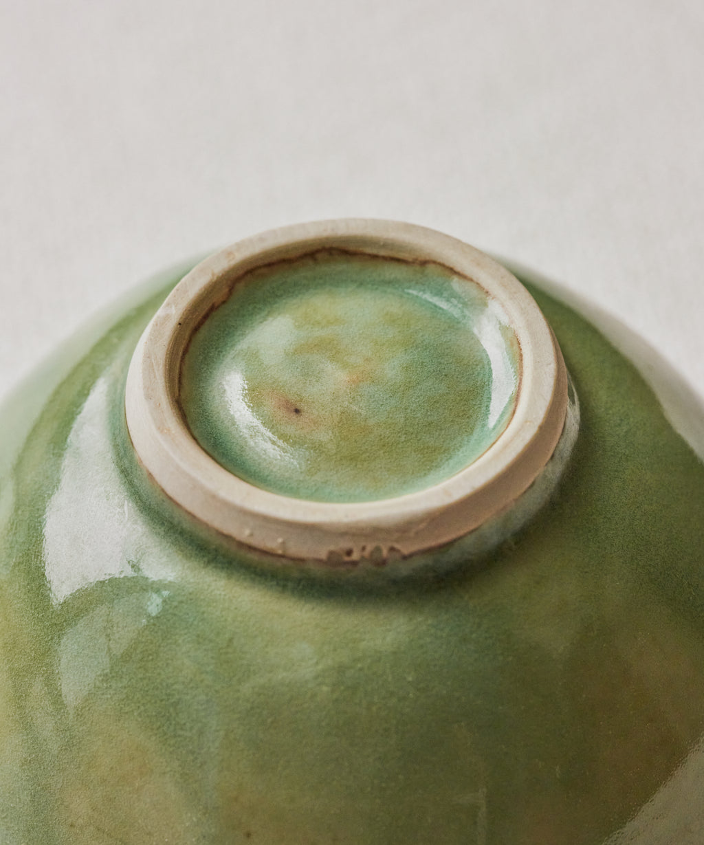 Bowl No. 16 glaze detail, gas-fired stoneware with green finish