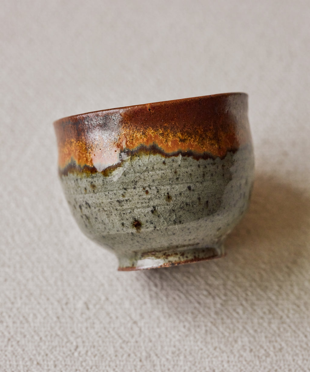 Tea Cup Speckles interior, wood-fired stoneware tea cup