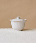 Sateen Porcelaine V2 Gaiwan, handcrafted gaiwan by Wang Xinghua, Jingdezhen, optical white glaze with wet sheen