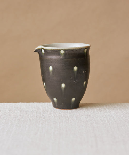 Black Peacock Pitcher Type I, handcrafted tea pitcher by Wang Xinghua, Jingdezhen, black peacock glaze