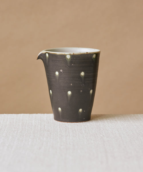 Black Peacock Pitcher Type II, handcrafted tea pitcher by Wang Xinghua, Jingdezhen, black peacock glaze
