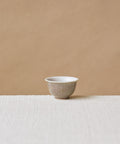 Purple Rain Cup V2, handcrafted tea cup by Wang Xinghua, Jingdezhen, deep purple mist over taupe