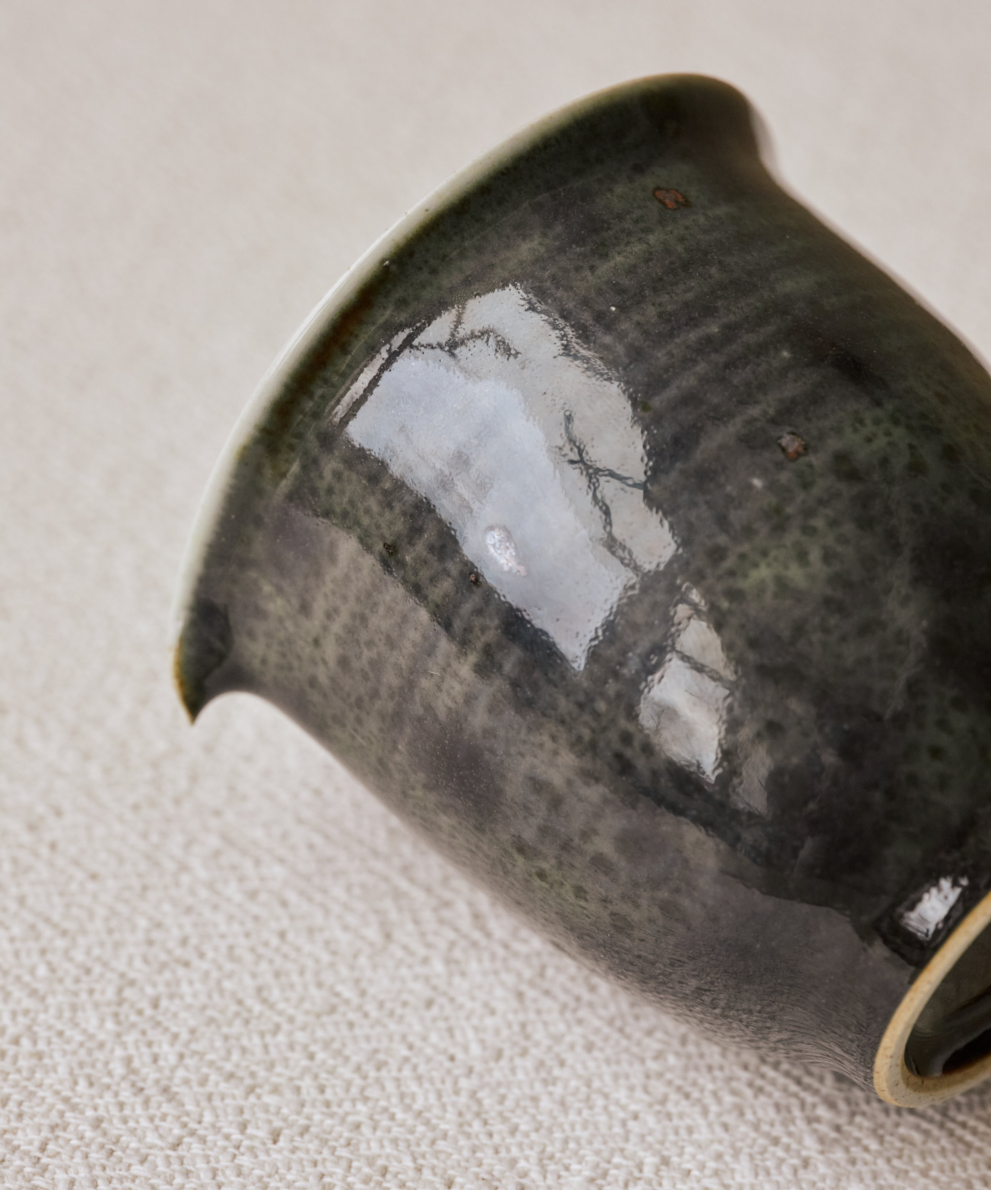 Ombre Blue Pitcher side view, fluctuating rings of colour, reduction-fired at 1300°C, Wang Xinghua