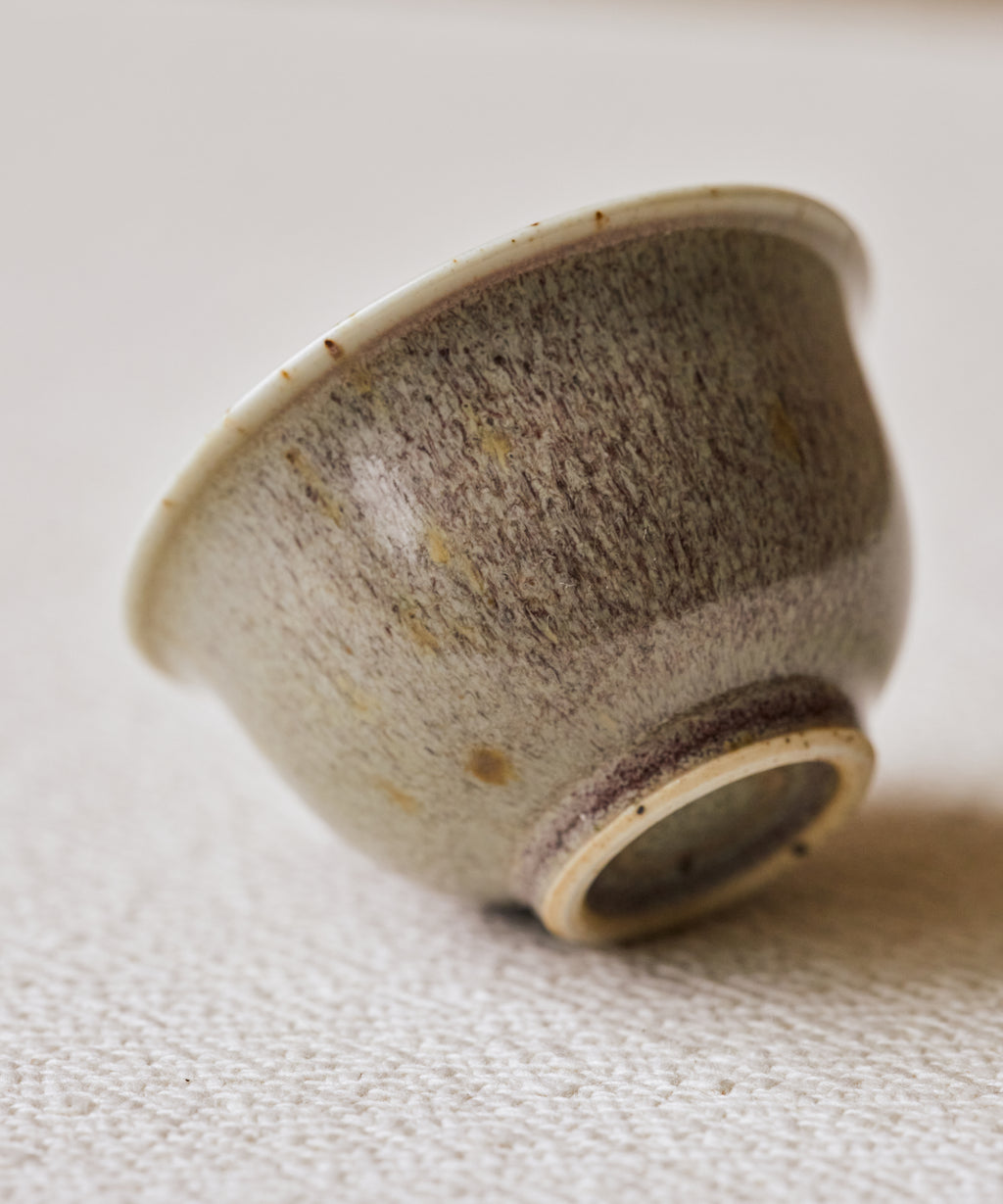 Purple Rain Cup V2 glaze detail, deep purple over taupe undertone, Jingdezhen clay and porcelain