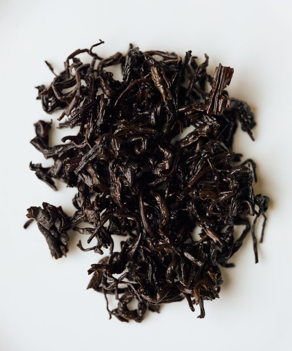 Wet Jasmine Tibetan Tea leaves after brewing - jasmine-scented Sichuan dark tea