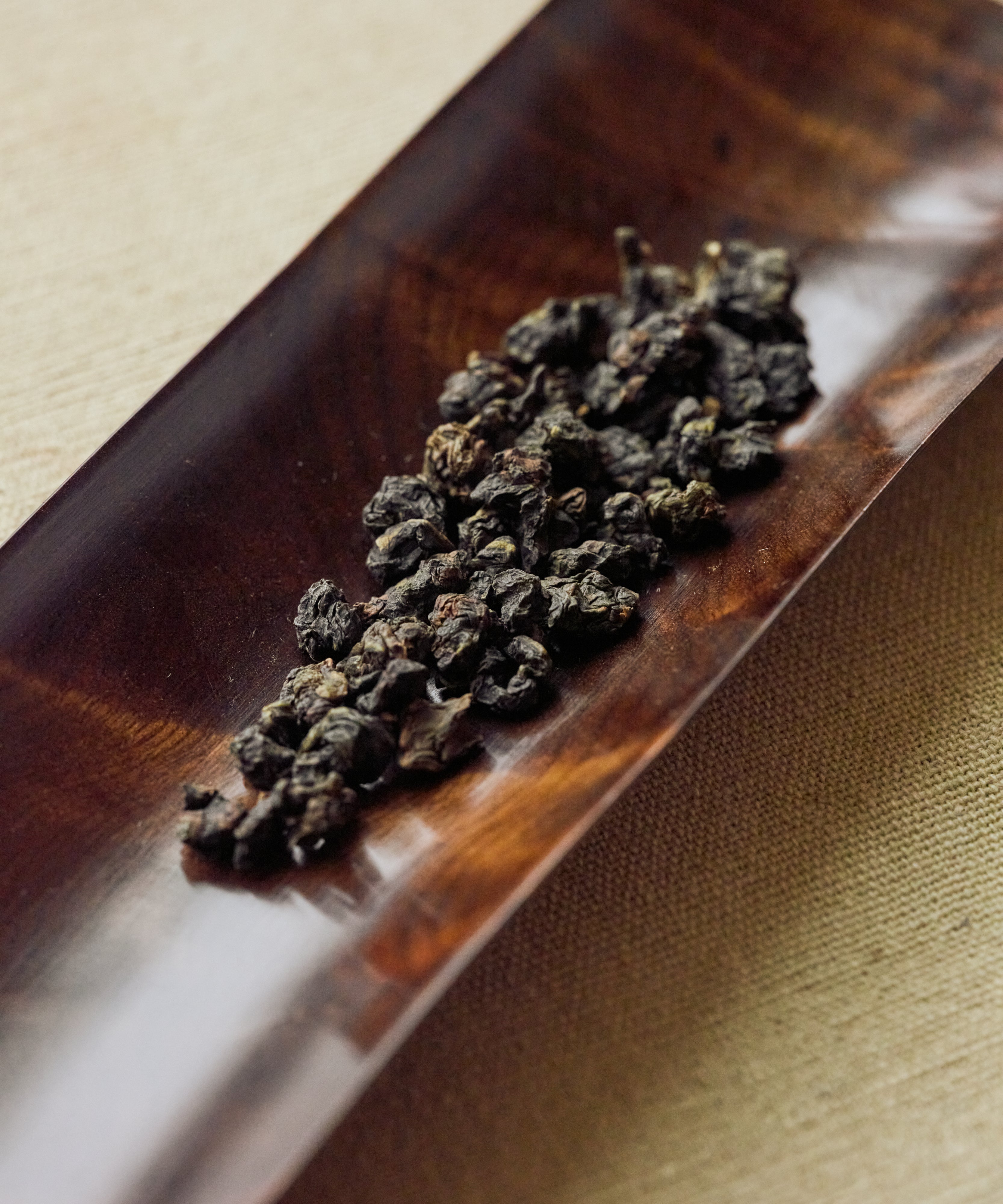 Semi Wild Baiya Qilan dry leaves — semi-wild trees at 2,200 ft, traditional yaoqing oolong, Zhangzhou