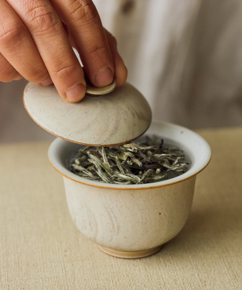 Semi Wild Silver Needle liquor — suede mouthfeel with wet bark, oud, and soy milk notes, Zhenghe