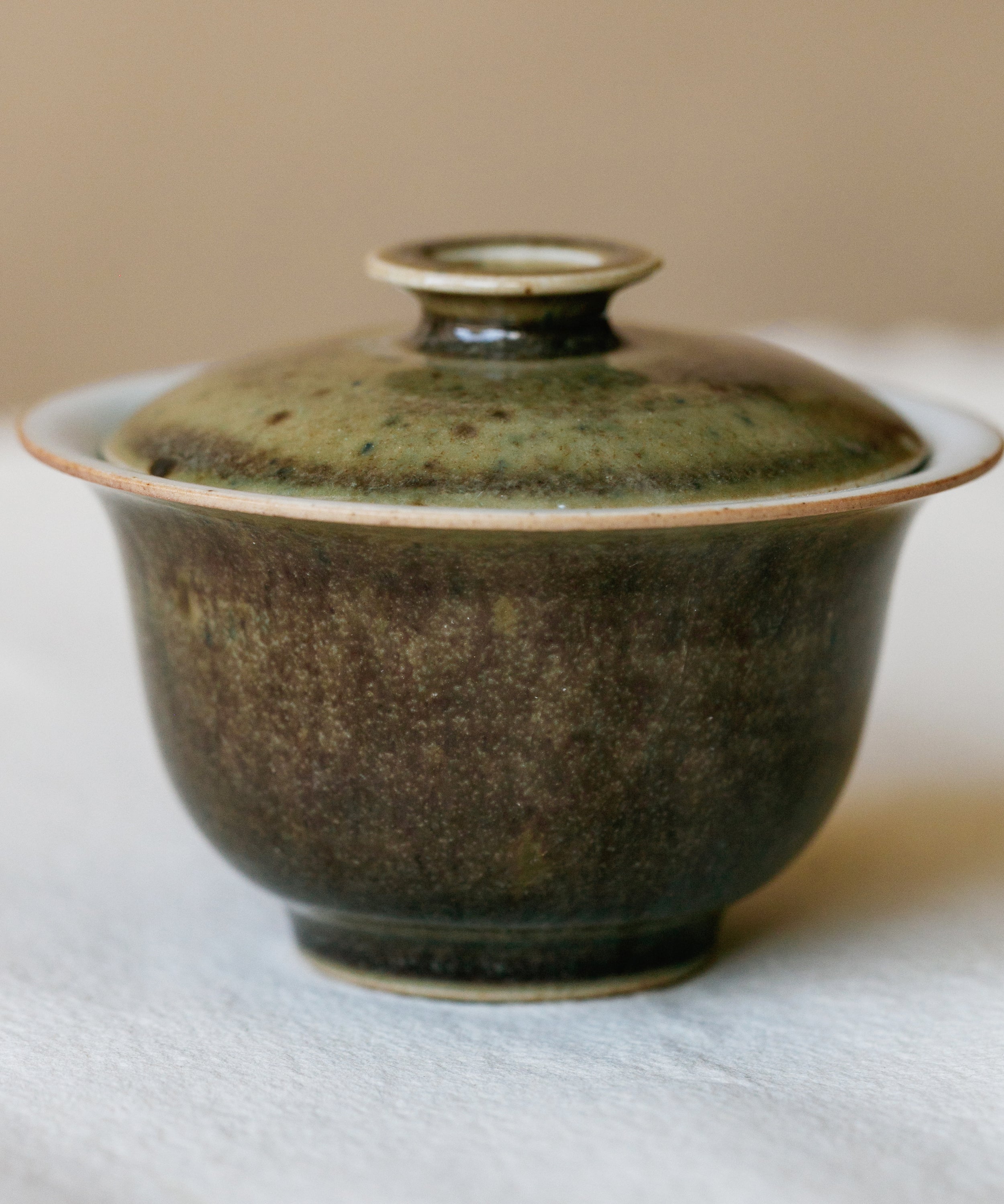 Mini Purple Rain Gaiwan lid detail, purple rain glaze texture, Jingdezhen clay and porcelain