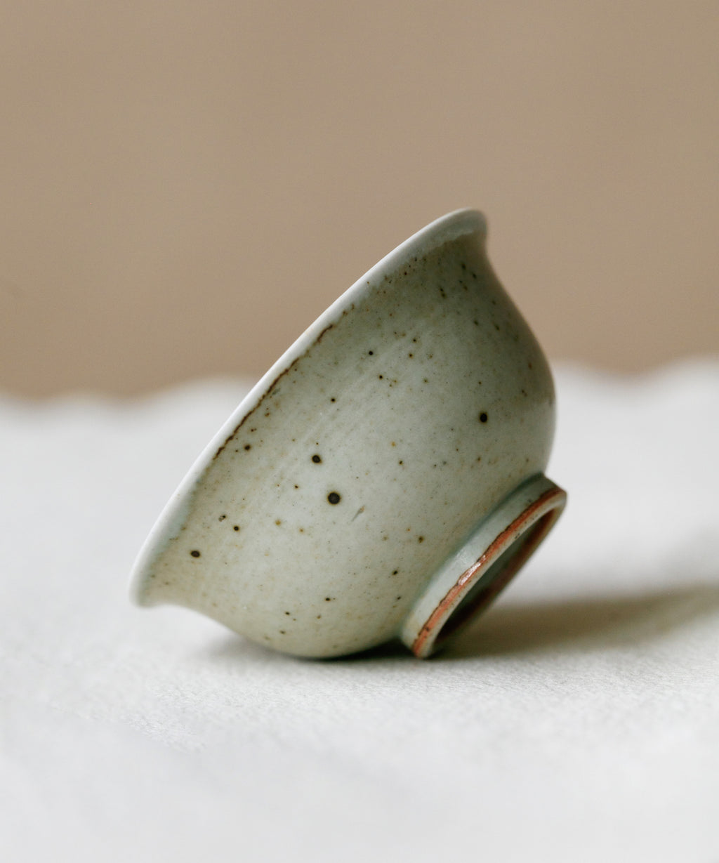 Matte Grey Cup in hand, matte grey glaze, Wang Xinghua gongfu teaware, Jingdezhen