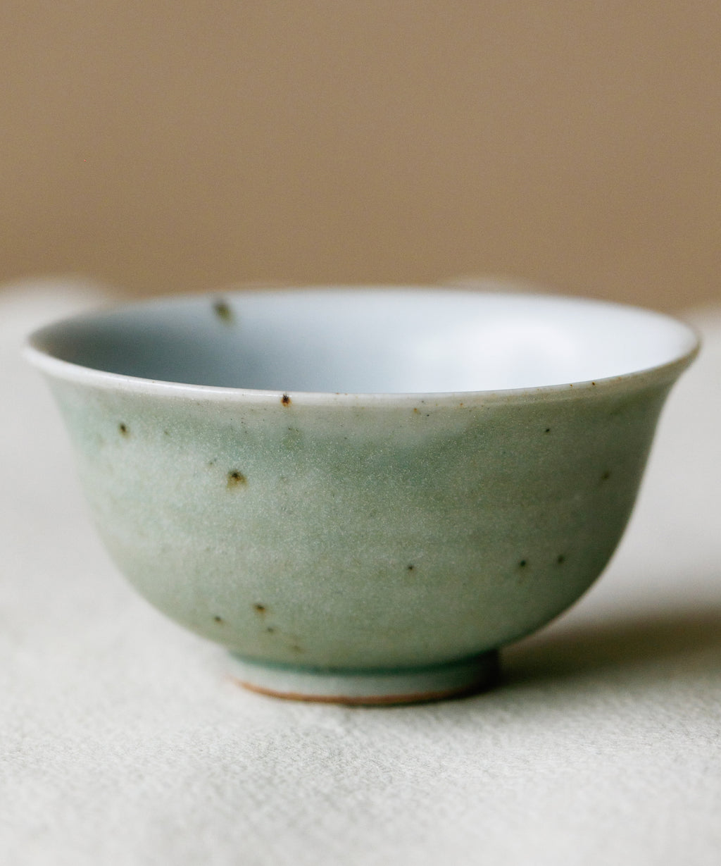 Celadon Green Cup interior, celadon green interior glaze, handcrafted by Wang Xinghua, Jingdezhen