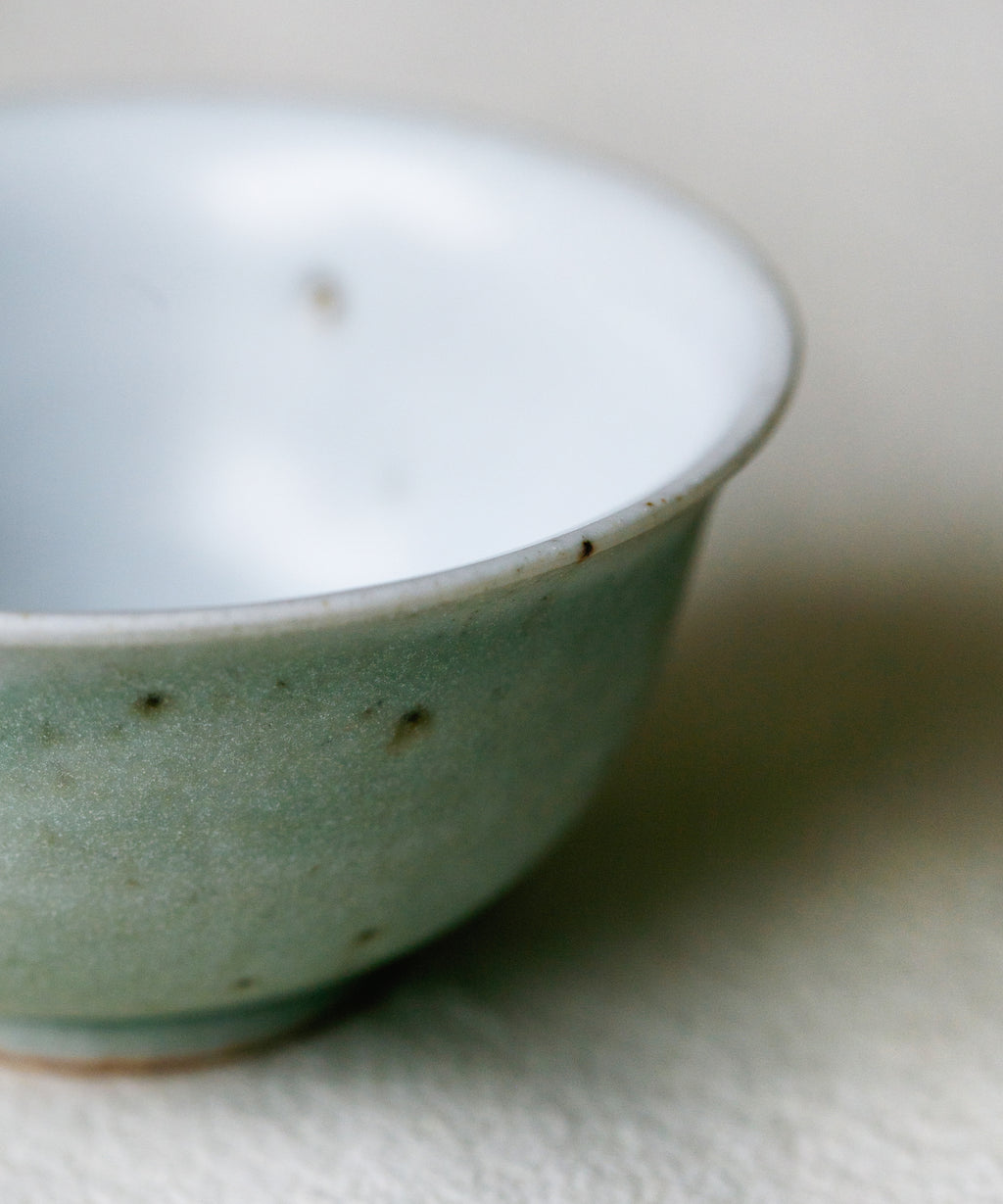Celadon Green Cup glaze detail, celadon green surface, Jingdezhen clay and porcelain