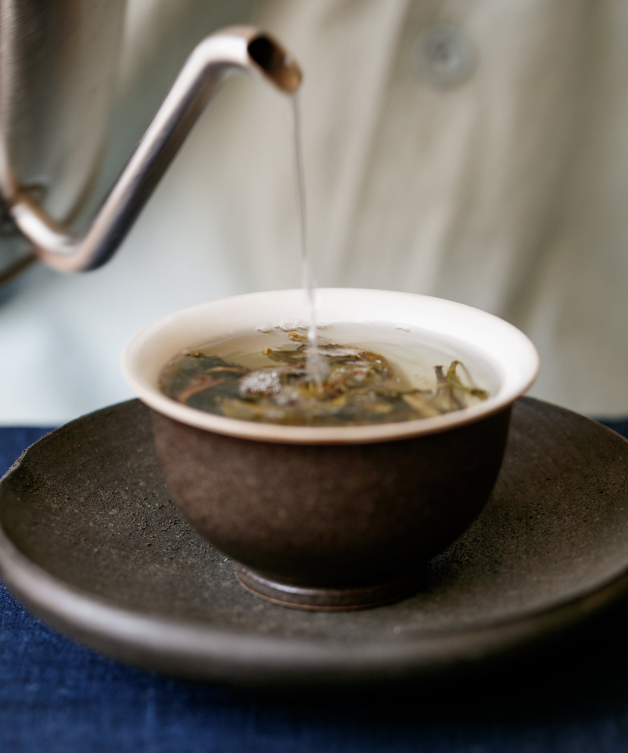 Fountain of the Forest wet leaves after brewing — wild foraged sheng pu'erh, Tang Wang, Jinggu