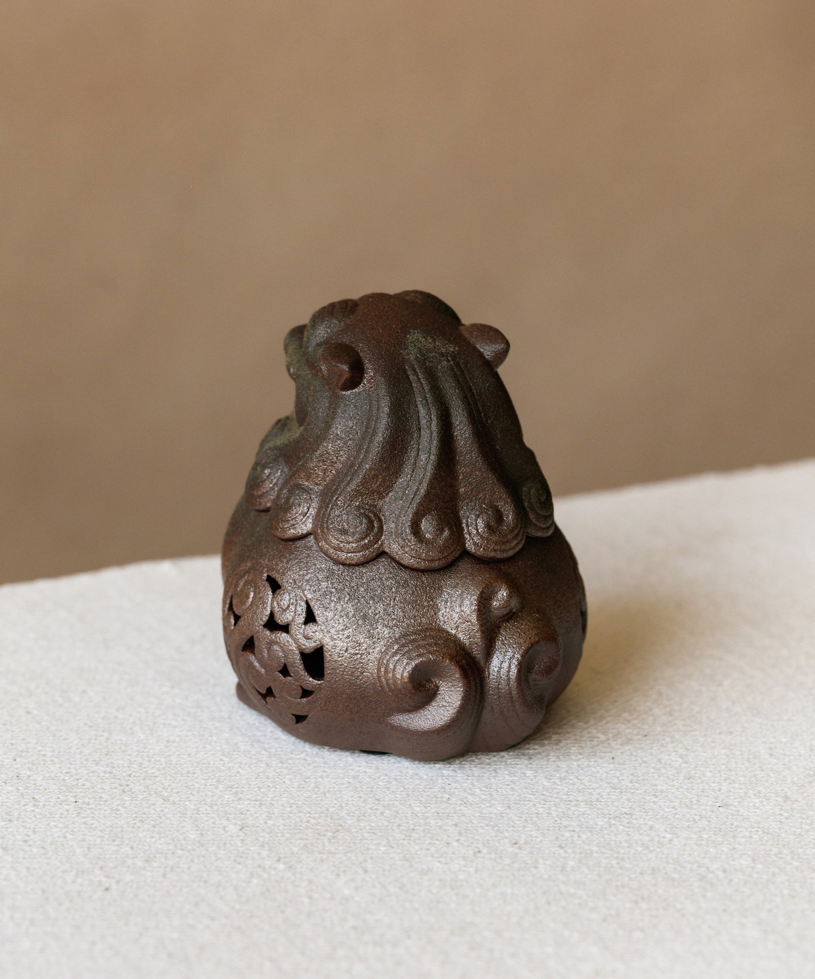 Lion King Incense Burner — Jingdezhen Ceramic by Zhu Ji