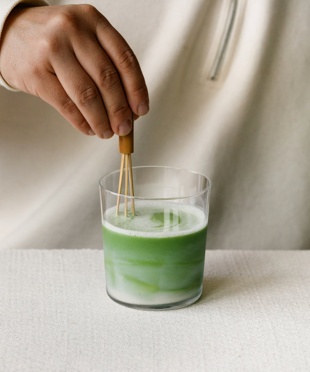 Matcha Hana latte made with stone-ground Japanese matcha