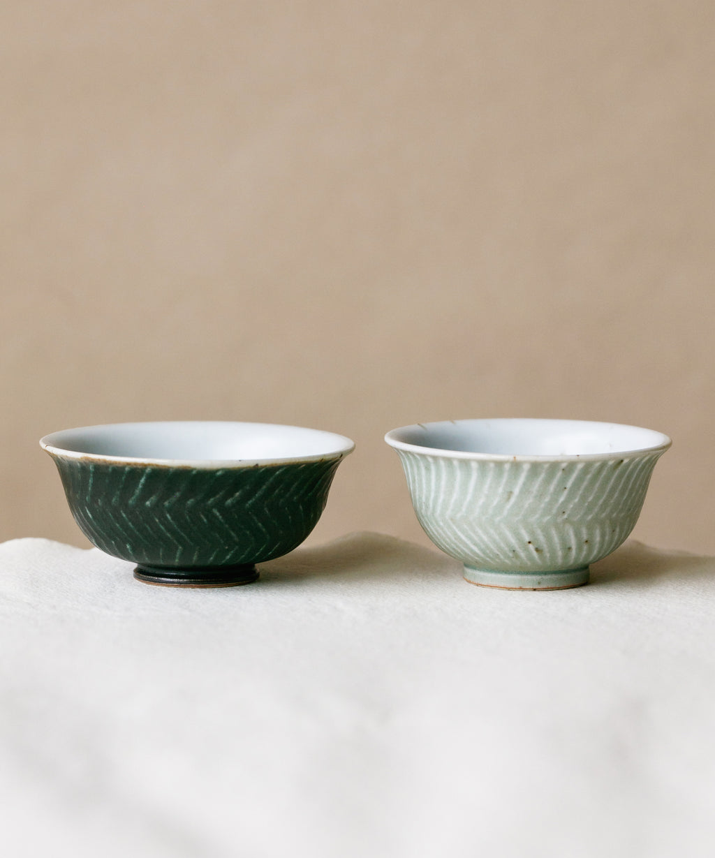 Forest Green Cup underside, unglazed foot ring, Jingdezhen clay body, Wang Xinghua