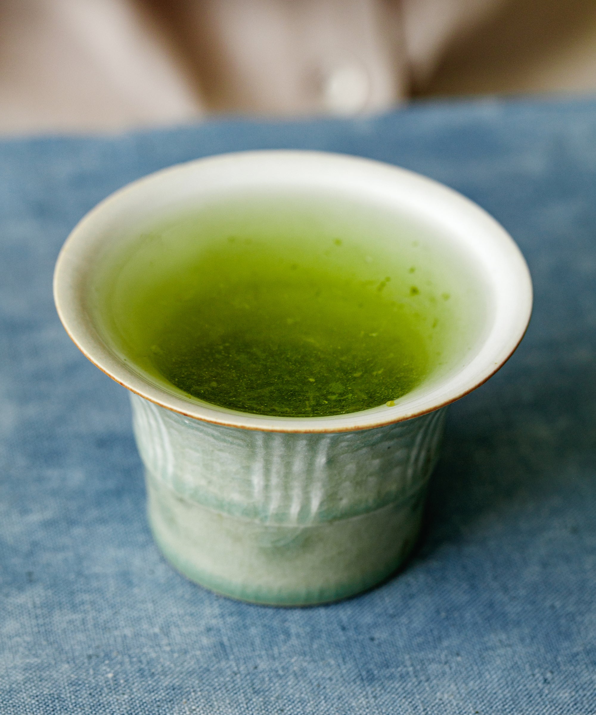 Detail of Yame Sencha Shinsui showing the hand-picked tender first-flush leaves