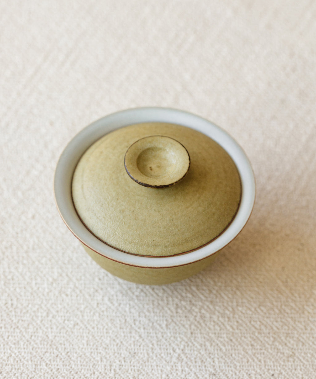 Mini Matte Yellow II Gaiwan interior, matte yellow interior glaze, Wang Xinghua, Jingdezhen