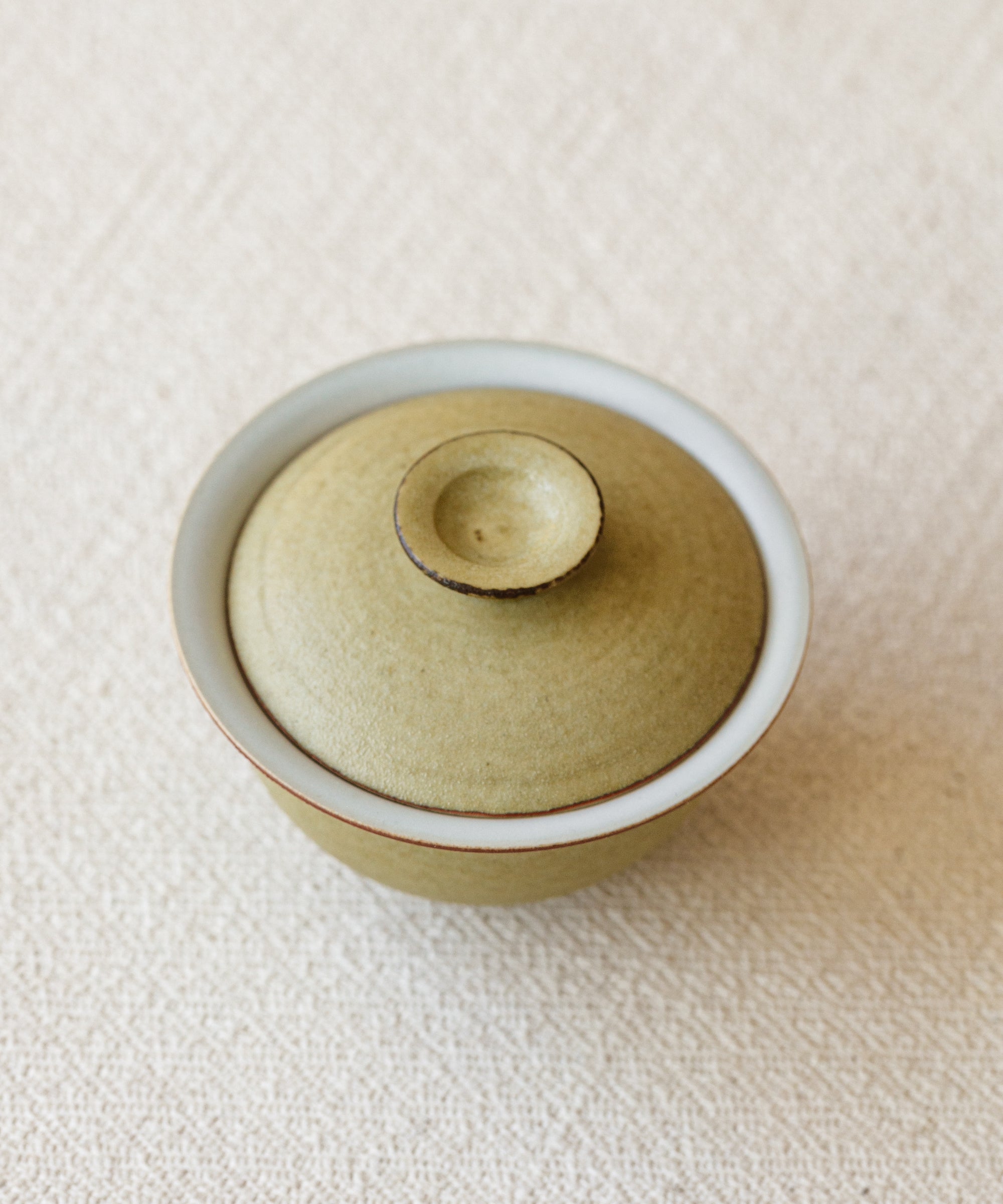 Mini Matte Yellow II Gaiwan interior, matte yellow interior glaze, Wang Xinghua, Jingdezhen