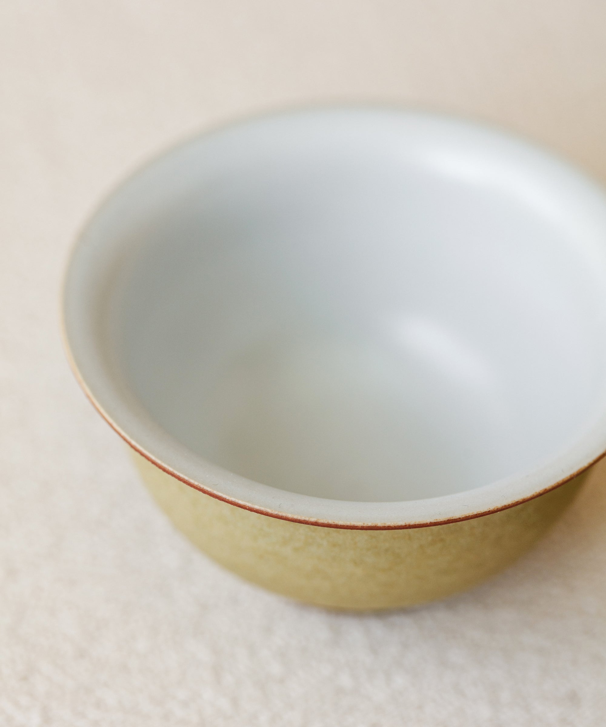 Mini Matte Yellow II Gaiwan lid detail, matte yellow glaze texture, Jingdezhen clay and porcelain