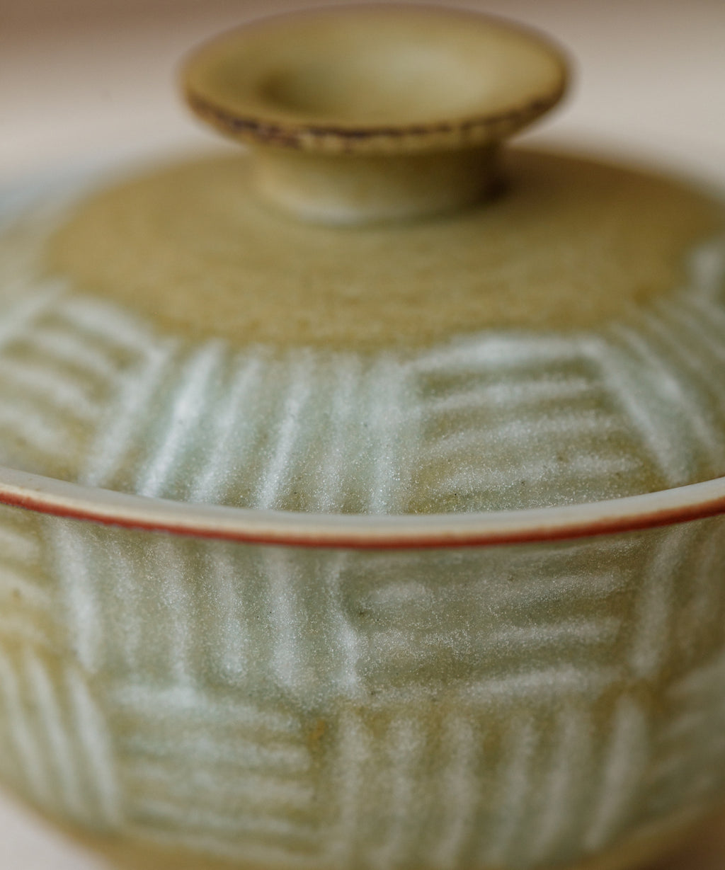 Mini Matte Yellow I Gaiwan side view, matte yellow surface, reduction-fired at 1300°C, Wang Xinghua