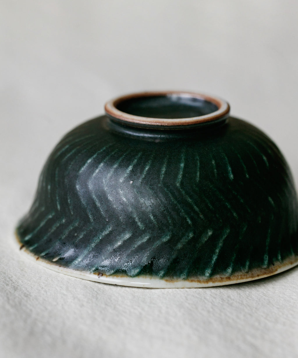 Forest Green Cup interior, forest green interior glaze, handcrafted by Wang Xinghua, Jingdezhen