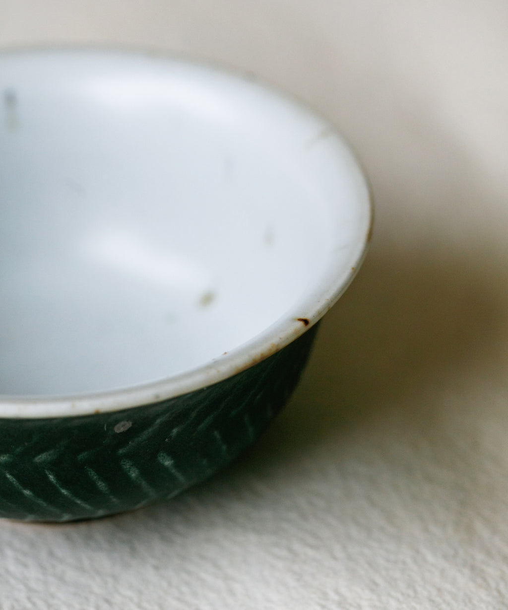 Forest Green Cup glaze detail, forest green surface, Jingdezhen clay and porcelain
