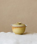 Mini Fire Yellow Gaiwan, handcrafted mini gaiwan by Wang Xinghua, Jingdezhen, fire yellow glaze