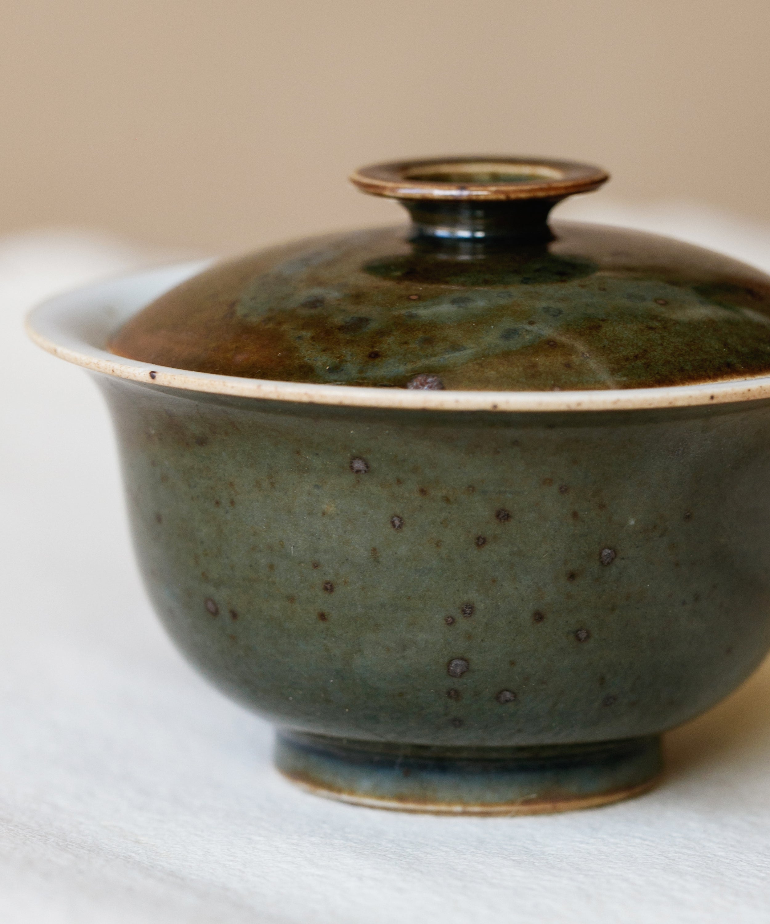 Mini Azure Green Gaiwan lid detail, azure green glaze texture, Jingdezhen clay and porcelain