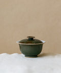 Mini Azure Green Gaiwan, handcrafted mini gaiwan by Wang Xinghua, Jingdezhen, azure green glaze