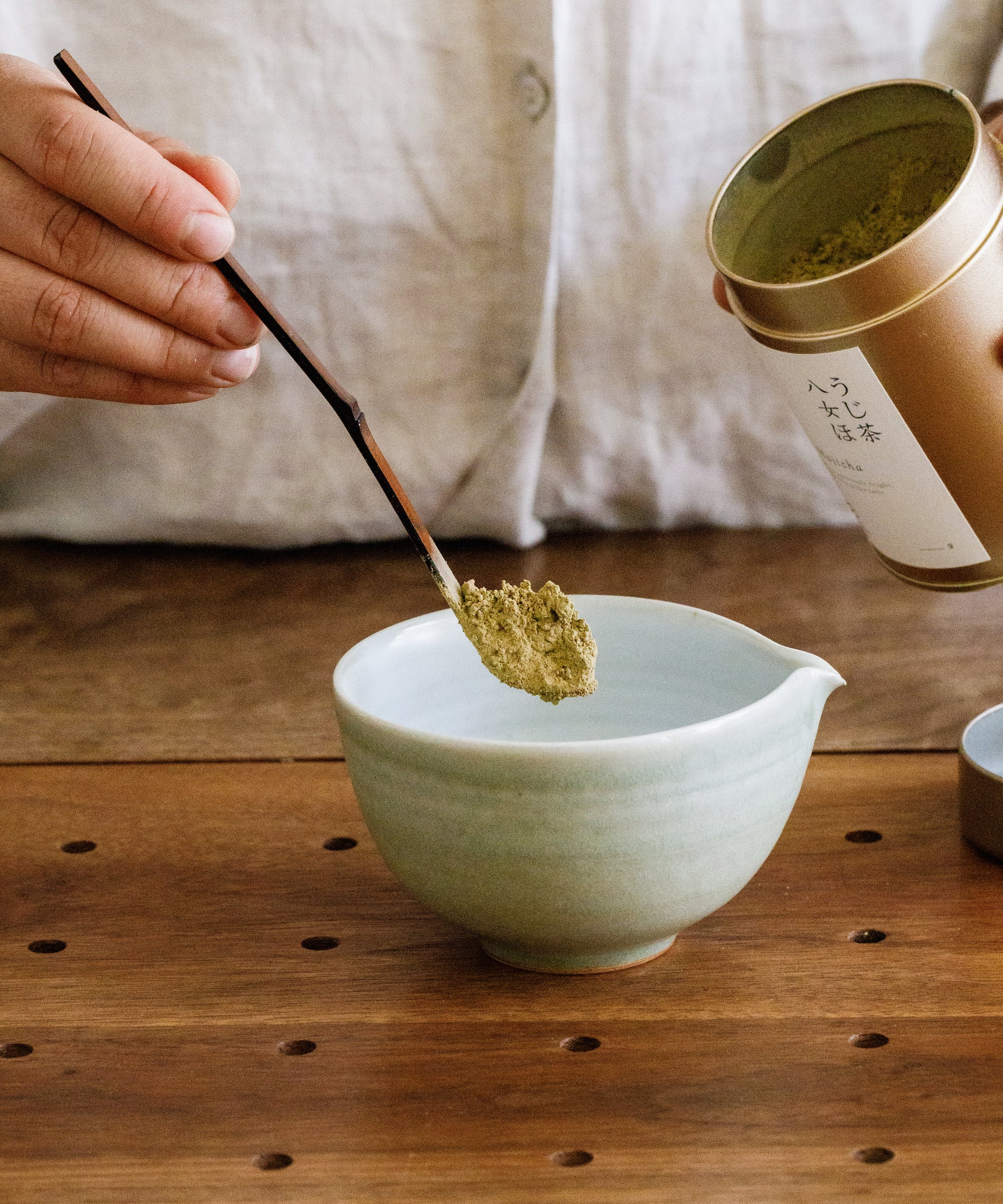 "Chawan" Celadon Green detail, celadon green matcha latte bowl, handcrafted Jingdezhen ceramics