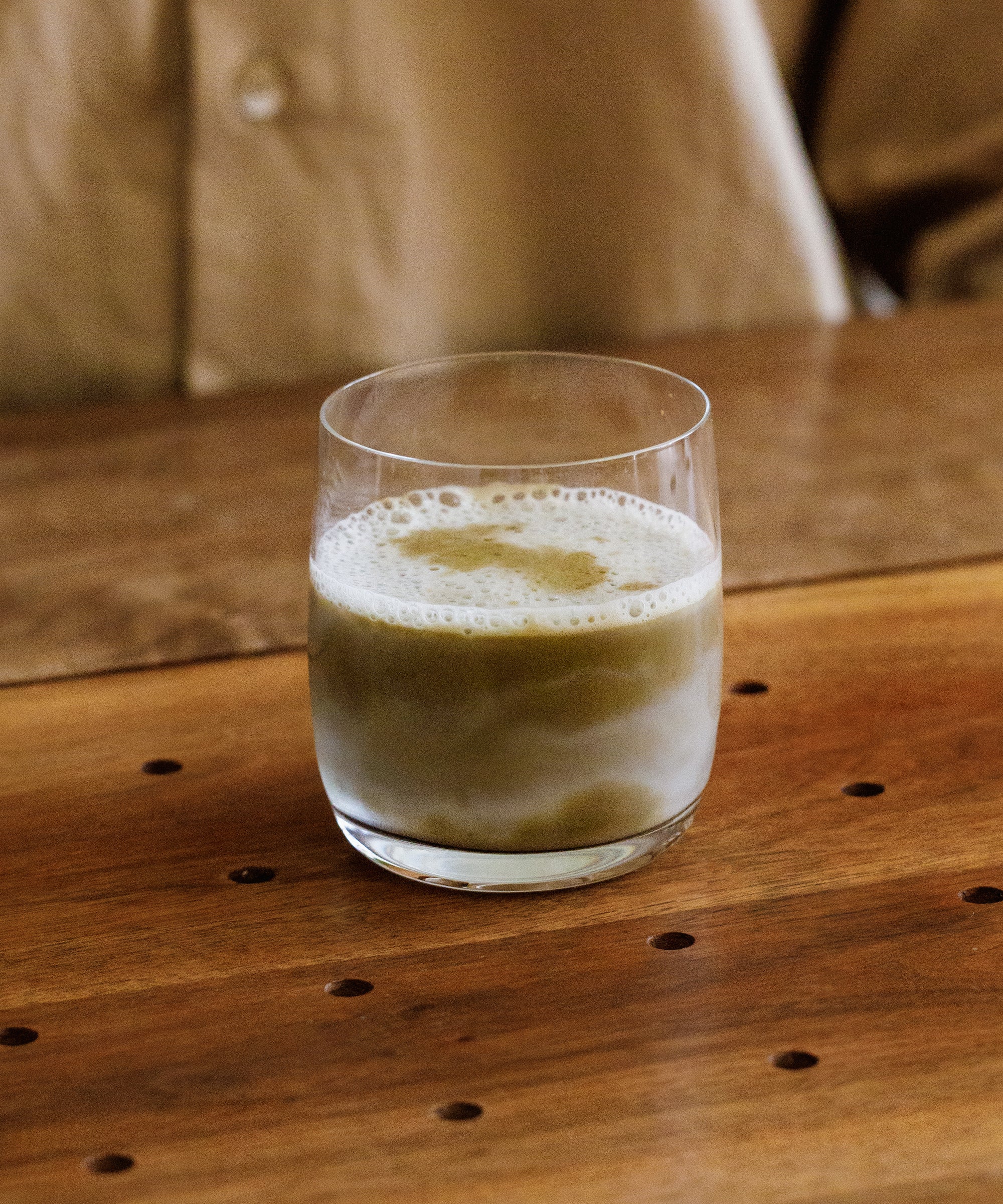 Yame Hojicha latte made with roasted Japanese green tea powder from Yame Fukuoka