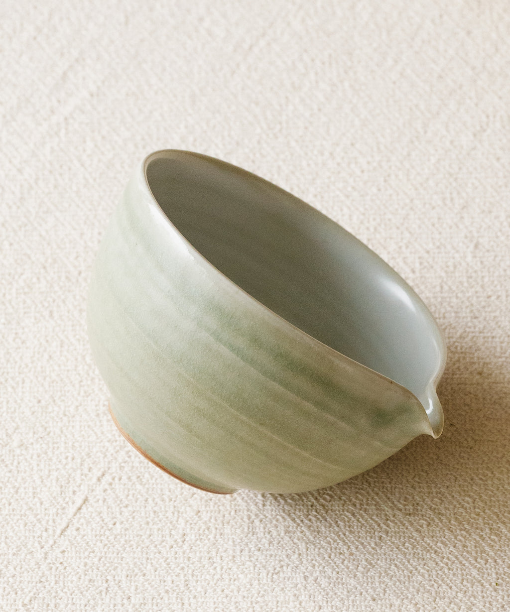 "Chawan" Celadon Green underside, unglazed foot ring, Jingdezhen clay body, Wang Xinghua