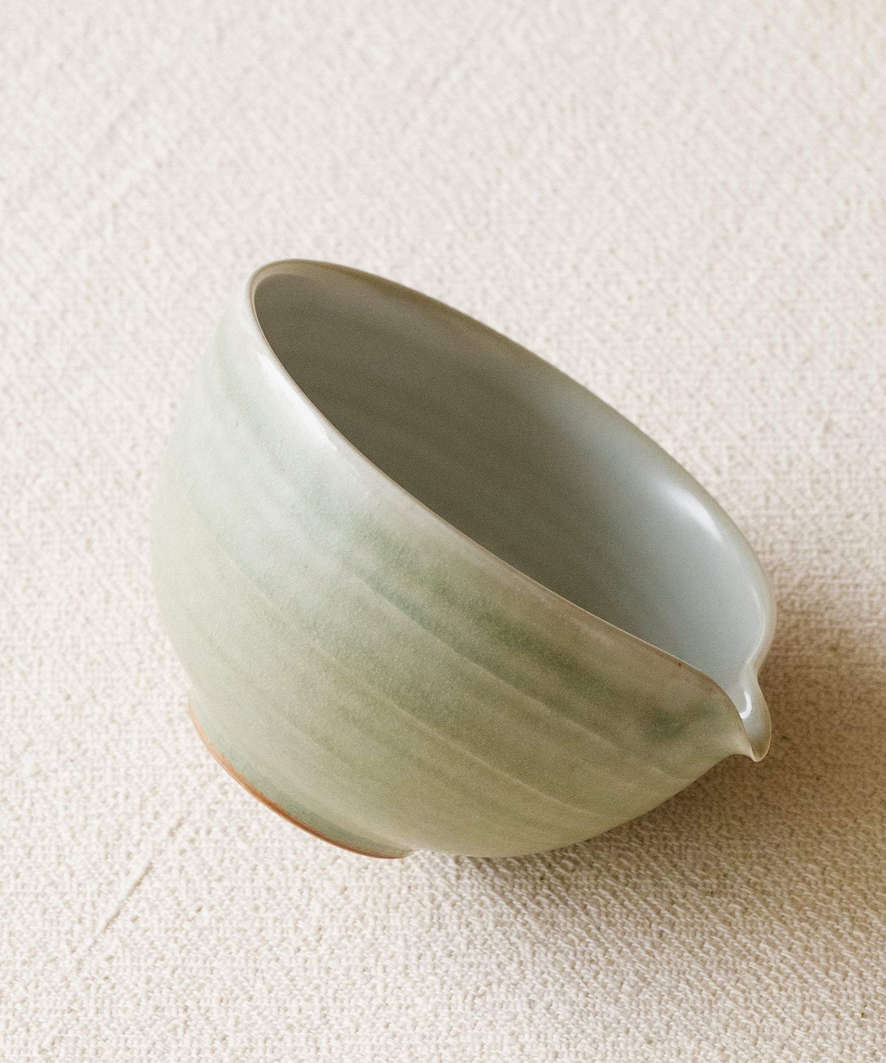 "Chawan" Celadon Green underside, unglazed foot ring, Jingdezhen clay body, Wang Xinghua